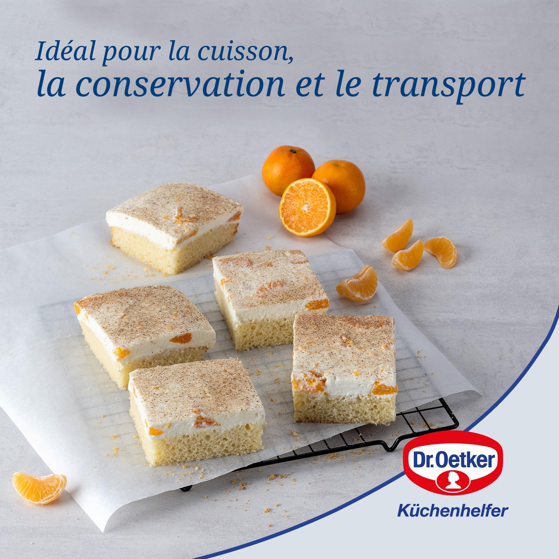 Dr. Oetker Bake & Go, plat à pâtisserie avec cloche de transport, Plaque de cuisson en Acier inoxydable et son couvercle en plastique, 42 x 29 x 4 cm | Plateau à gâteau rectangulaire avec couvercle antiadhésif pour gâteaux et gâteaux