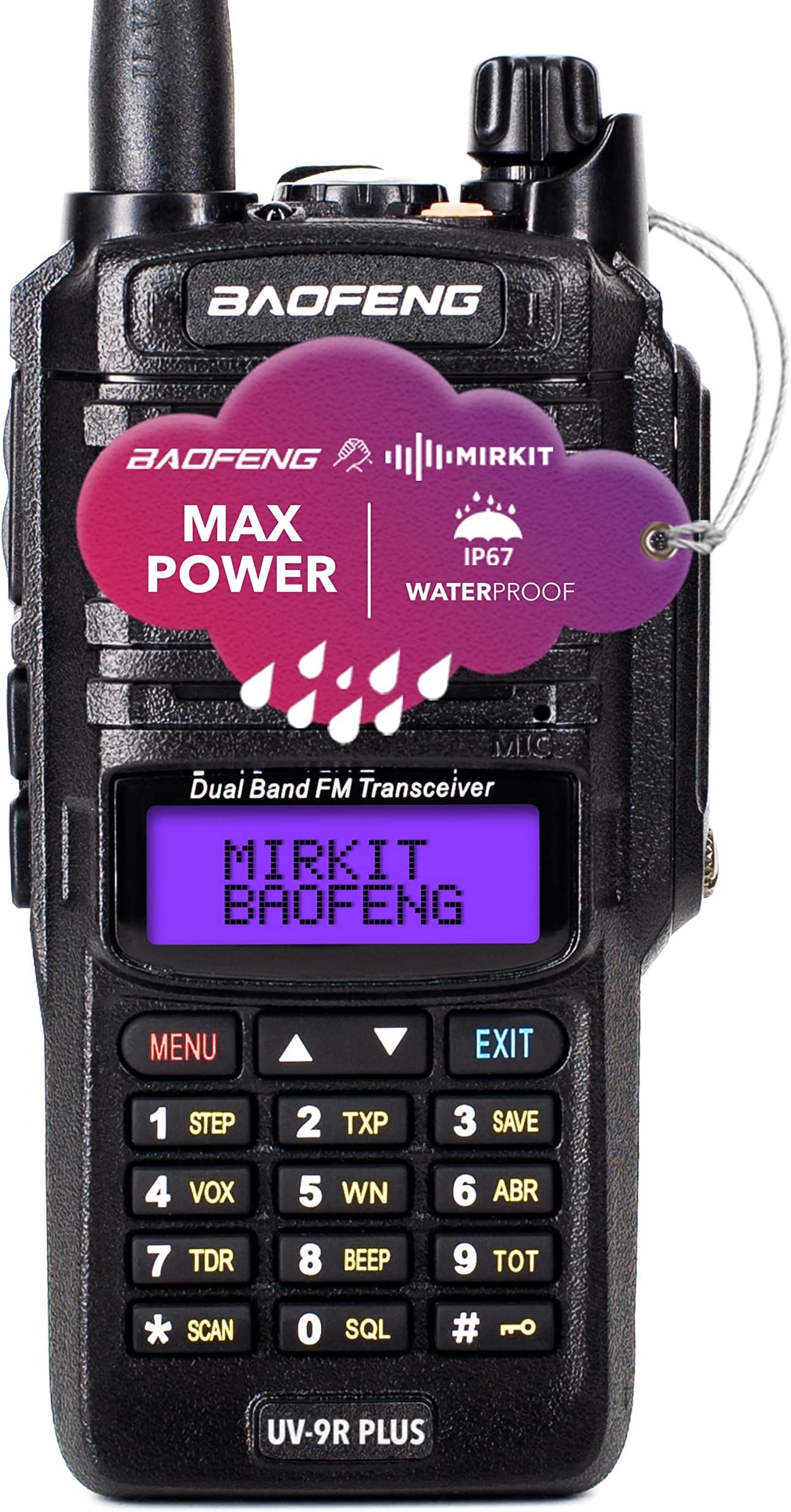 MIRKIT BAOFENG VHF UHF VOX Radio Equipment Set with BAOFENG MaxPower MK5 with 3800 and 1800 mAh Battery, Speaker Microphone, Programming Cable, Hand Radio, Extra Pack, Black