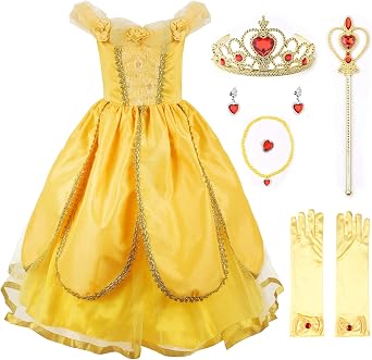 JerrisApparel Christmas Party Fancy Costume Deluxe Princess Dress Up for Girls