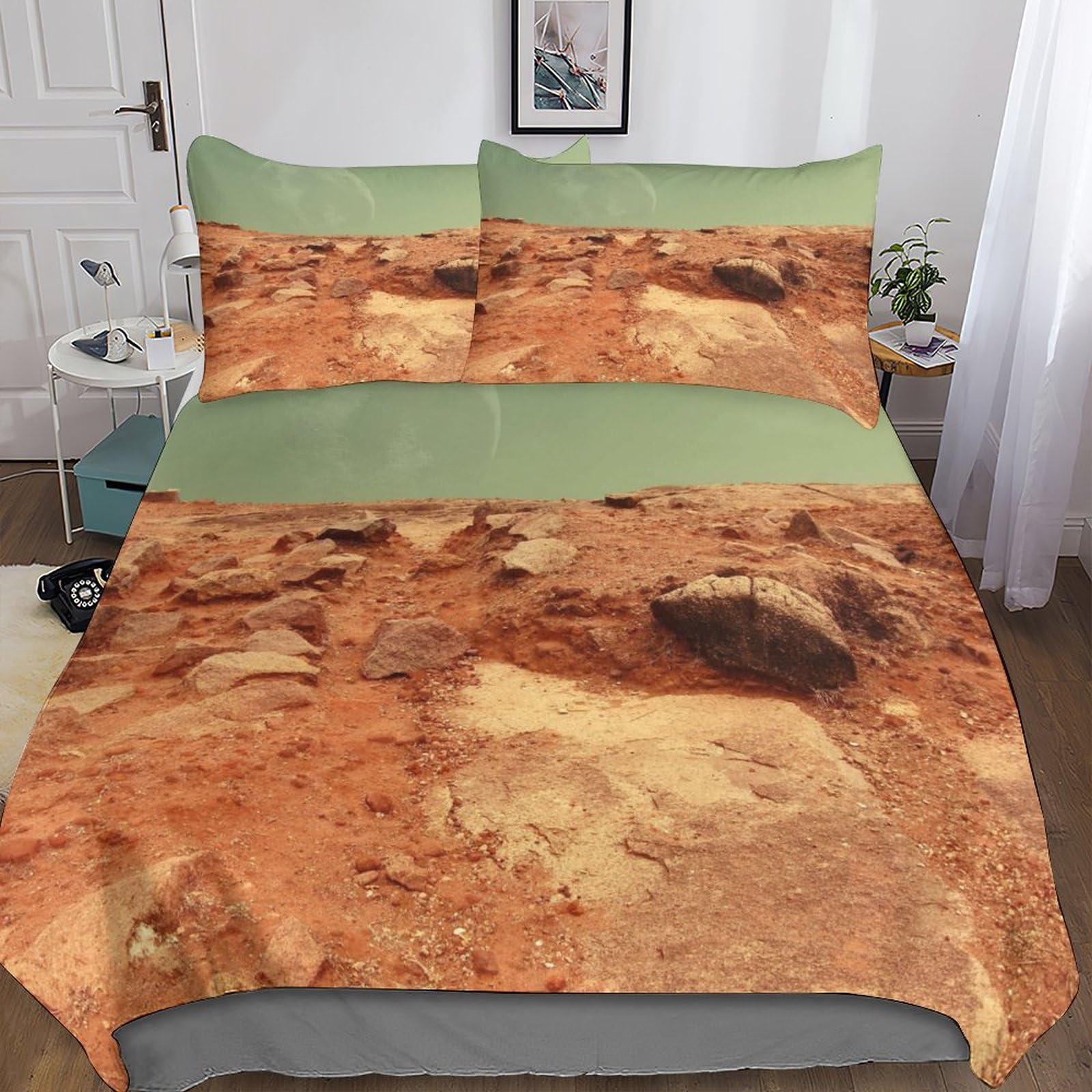 Housse de couette planète Mars 200x200 pour une chambre cosmique moderne