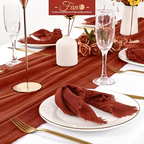 Miniatura 3 de Paquete de 30 servilletas de gasa hechas a mano con flecos, servilletas 100% algodón, servilletas de algodón rústico suave natural para decoración