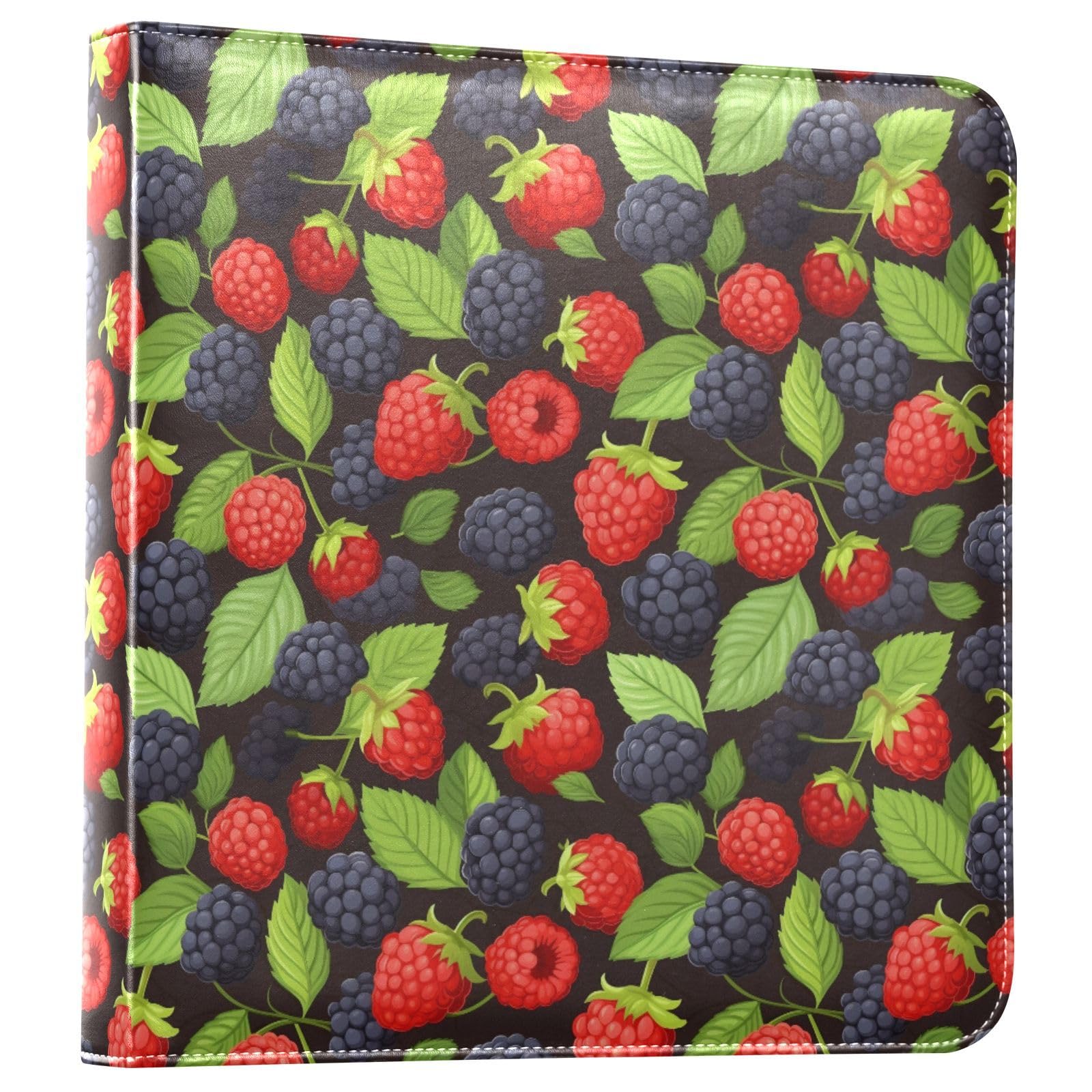 JIPONI Fruit Berry Blackberry Large Photo Album, DIY Leather Cover Scrapbook Albums for 4x6 5x7 6x8 Pictures, Self Adhesive Memory Book for Wedding, Baby, Family
