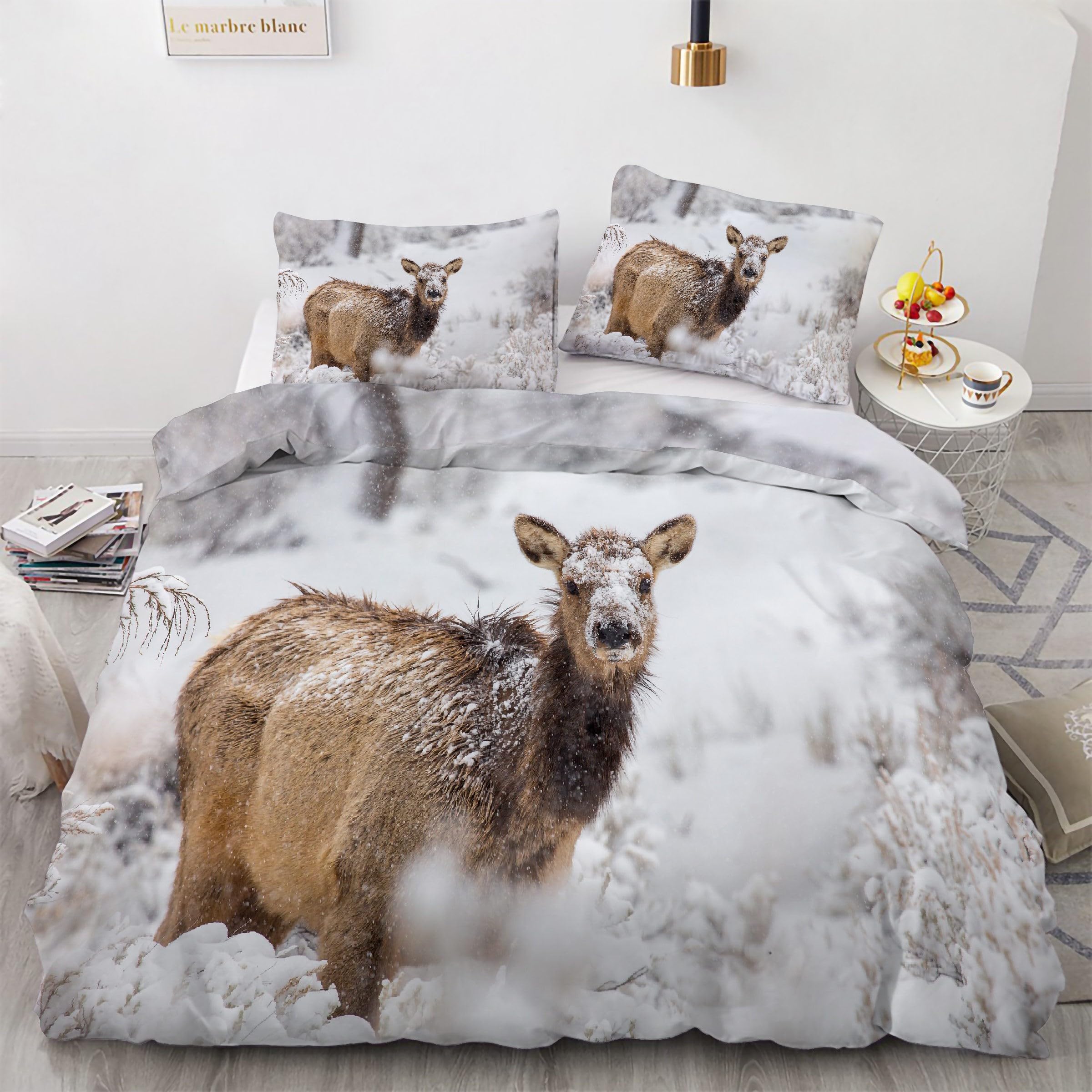 Housse couette en microfibre douce anti-plis lit 220x240