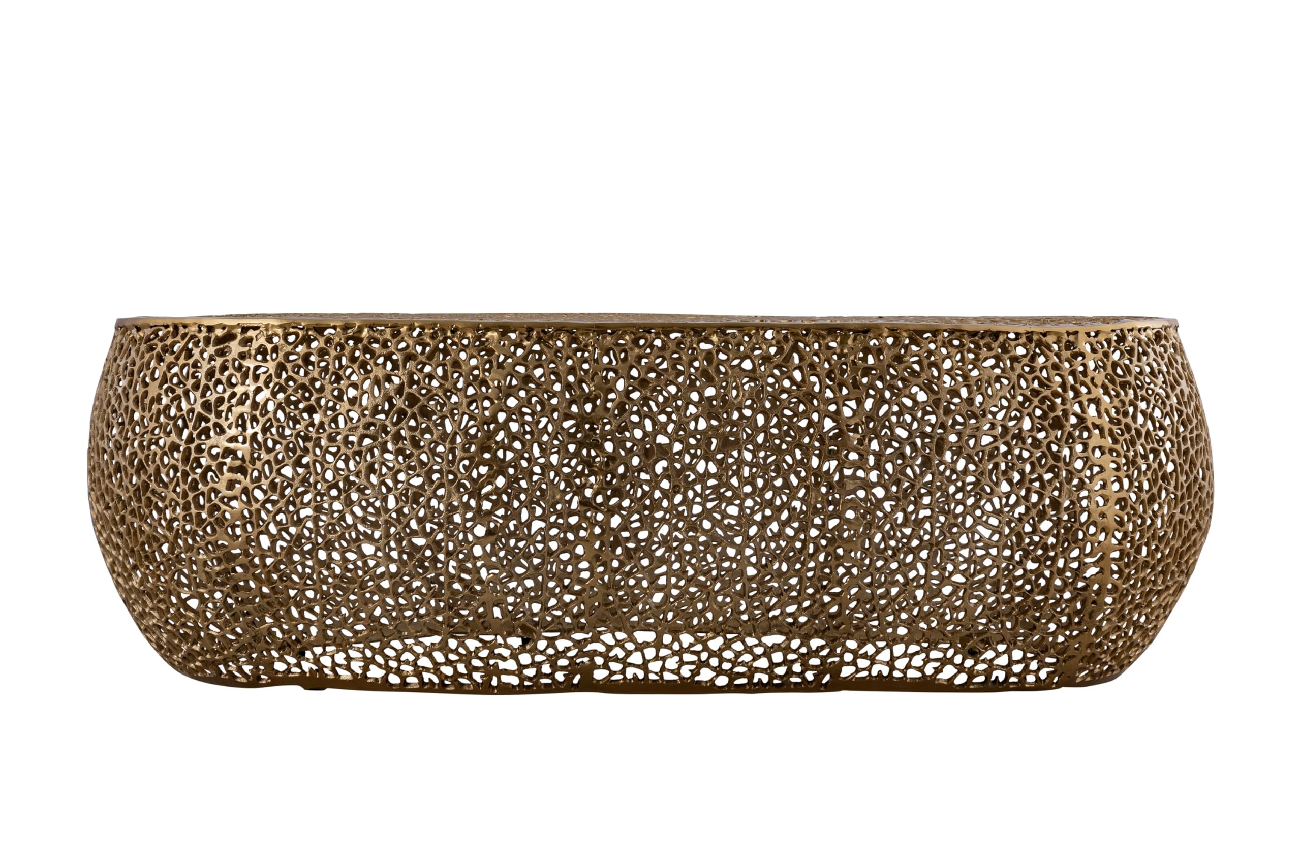 Modern Contemporary Oval-Shape 50" Coffee Table, Solid Aluminum intrigued Design, Mesh Cocktail Table, Creative Center Table for Living Room and