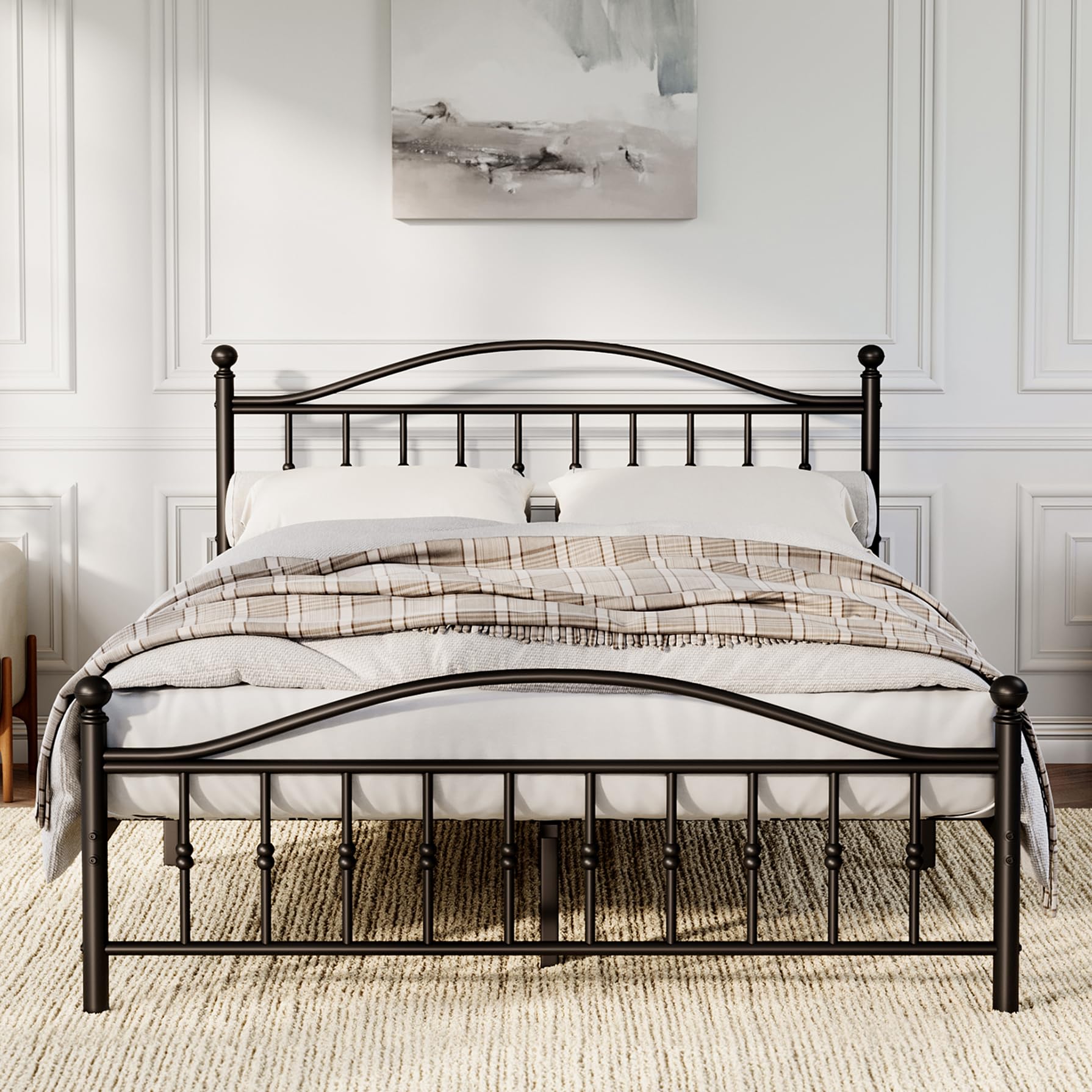Metal Full Bed Frame, Platform Bed Frame with Underbed Storage, No Box Spring Needed - High Headboard & Footboard, Heavy-Duty Support, Easy Assembly, Full Size, Black