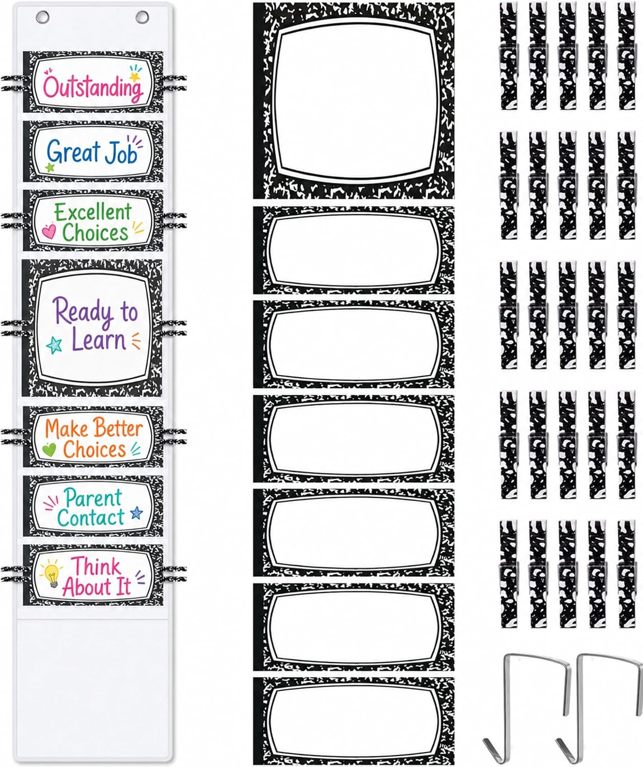 Amazingspark 57 Pcs Behavior Chart for Classroom, Black Composition Book