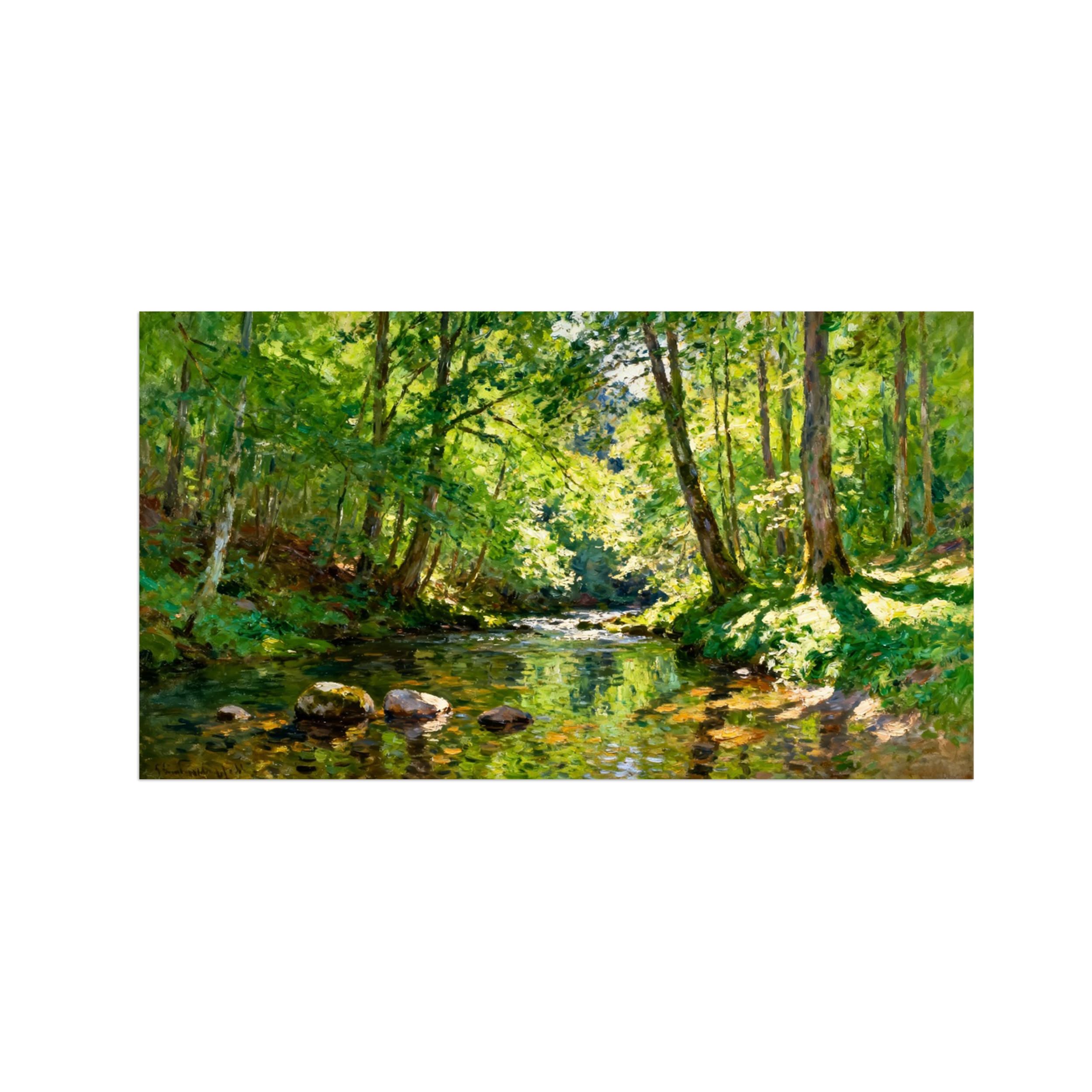 Ozpwbvy Unframed Forest River Landscape Canvas Wall Art Picture 40X70cm