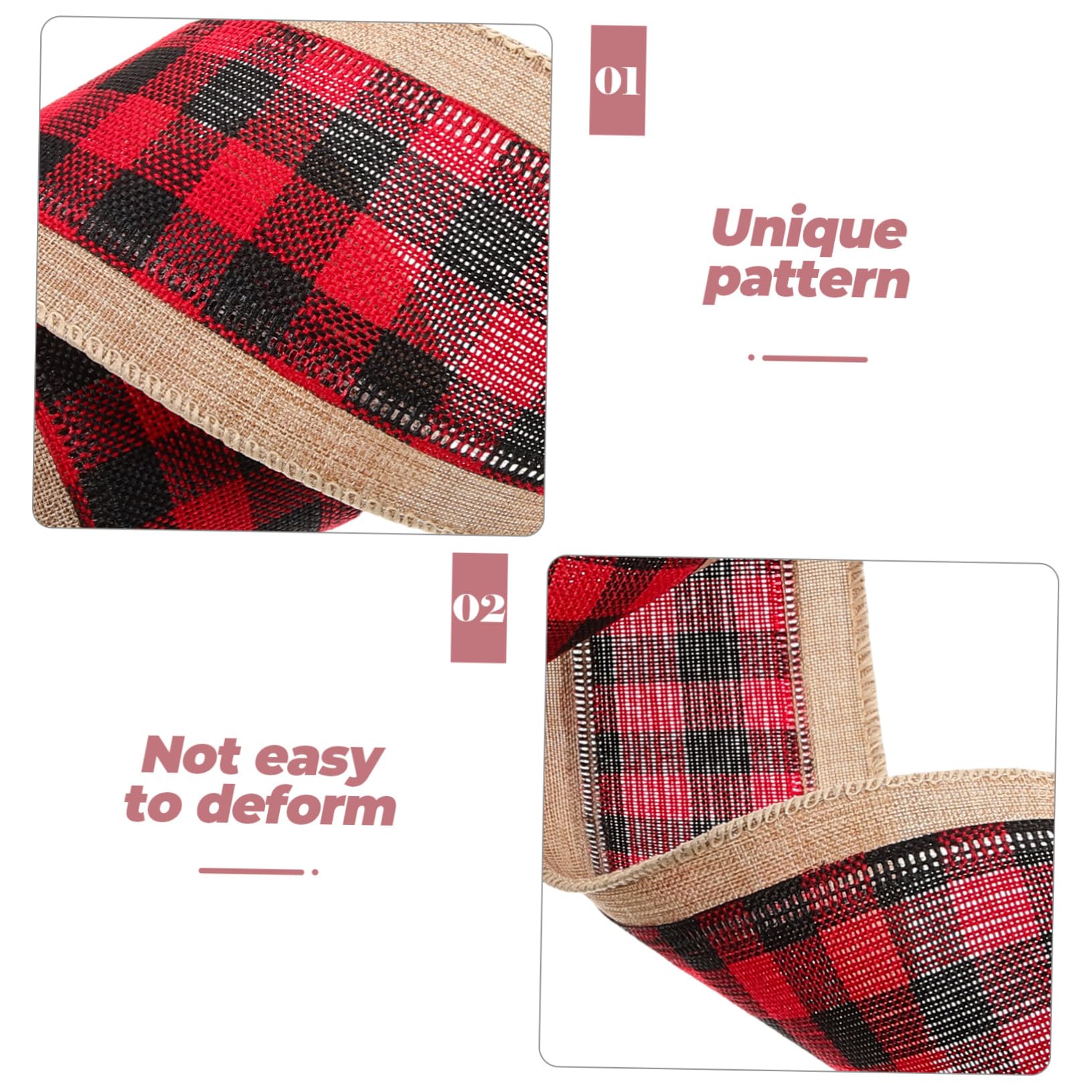 Lurrose 8 Stk Weihnachtsband Blumenstrauß Verpackungsband schwarz-weiß kariertes Geschenkband Juteband ribbon bandfeile Weihnachtsdekorationszubehör DIY Bastelband Baumwolle rot