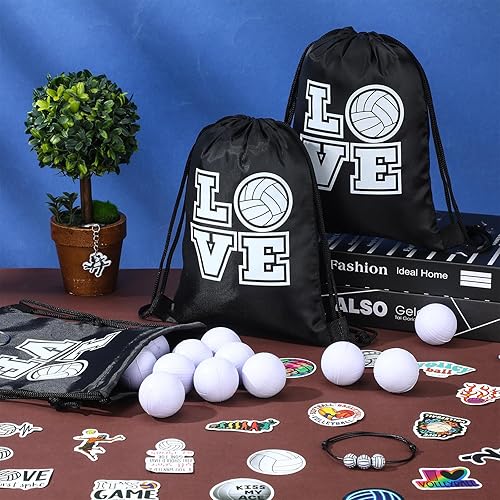 Miniatura 5 de Capoda 98 piezas de voleibol regalos de fiesta de voleibol, fútbol, béisbol, equipo de regalo, 12 llaveros, 12 paquetes de pelota deportiva para el
