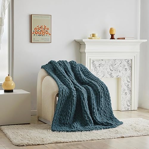 Miniatura 3 de Longhui bedding Manta de punto grueso hecha a mano, lujosa manta de punto trenzado de felpilla para sofá, sofá y cama, manta decorativa ultra suave