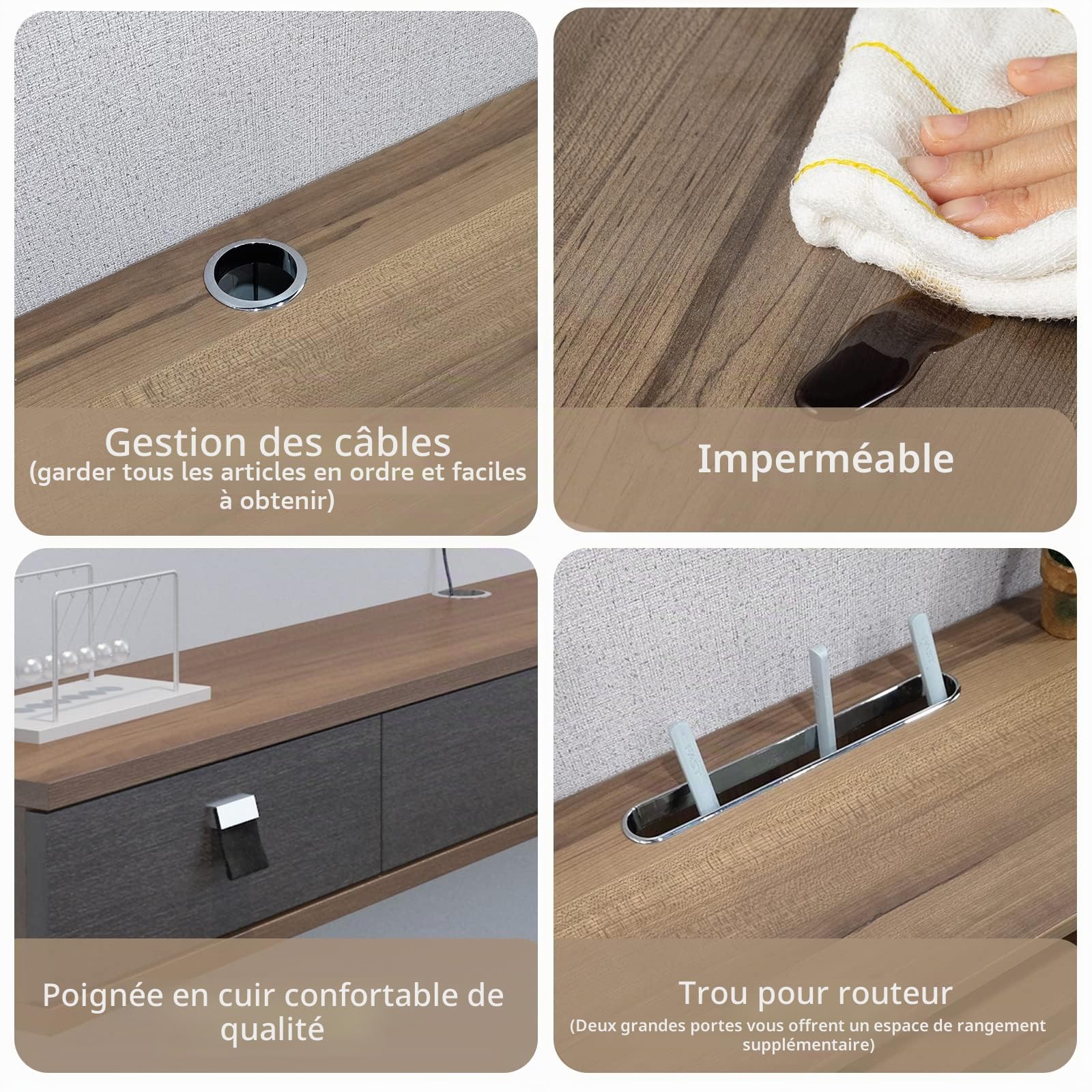 Pmnianhua Meuble TV Flottant Suspendu Mural, Étagère Multimédia Flottante, Console de Rangement pour Télévision, Top Box, Câble, Routeur (120cm, Dark Brown)