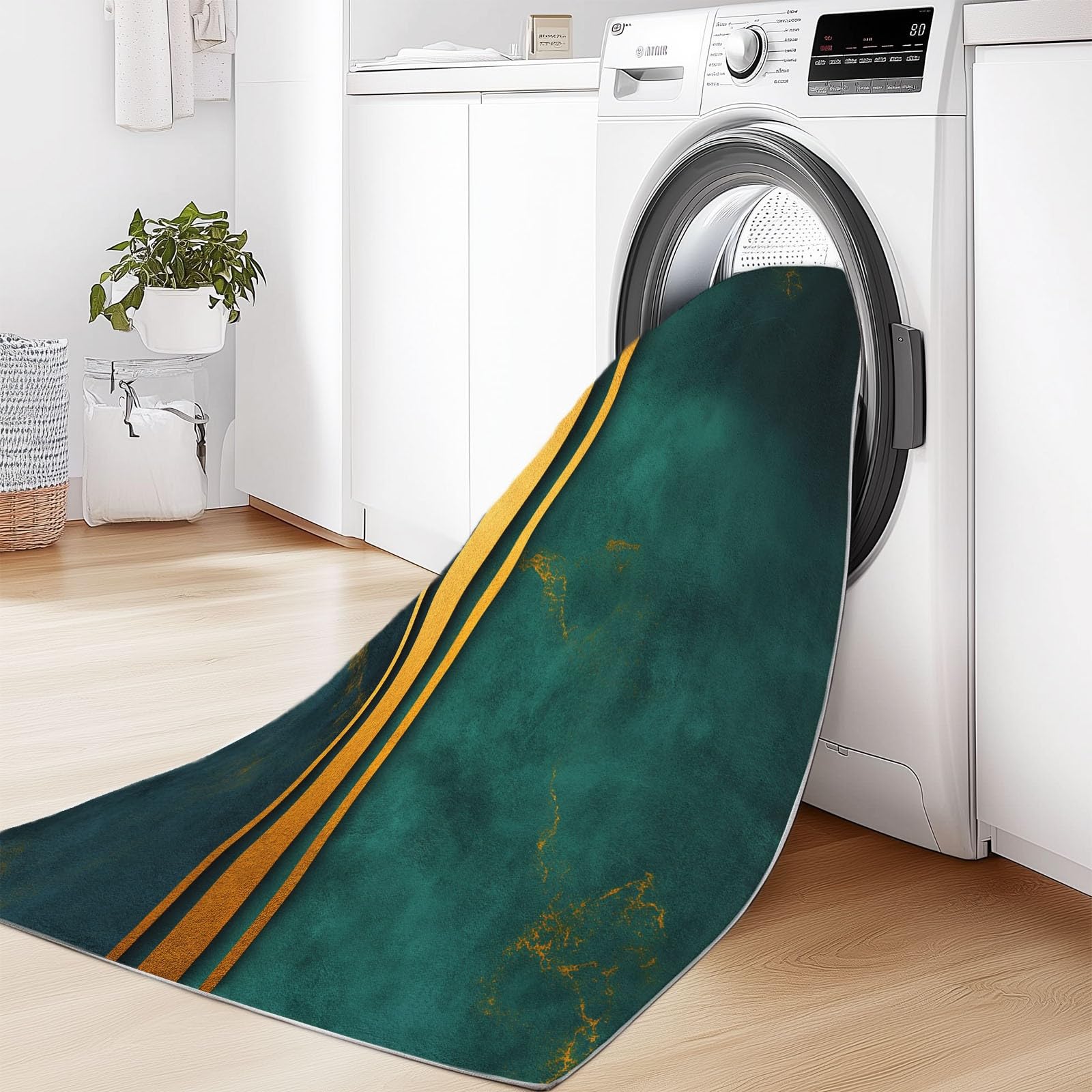 Generisch Waschbare Teppiche 100 x 160 cm rutschfest Eleganter Luxus Teppich, Smaragdgrüner Marmor Geometrie Indoor Wohnzimmer Teppich Böden Dekor für Schlafzimmer Jugendzimmer Badezimmer