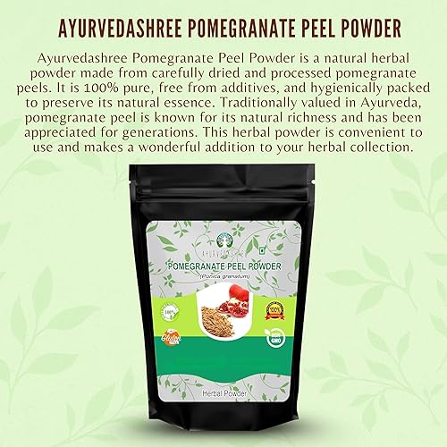 Miniatura 3 de AYURVEDASHREE Polvo de cáscara de granada 7.05oz  Antioxidante para la piel  Promueve la piel juvenil  Granato de pene natural  Sin gluten y sin OMG