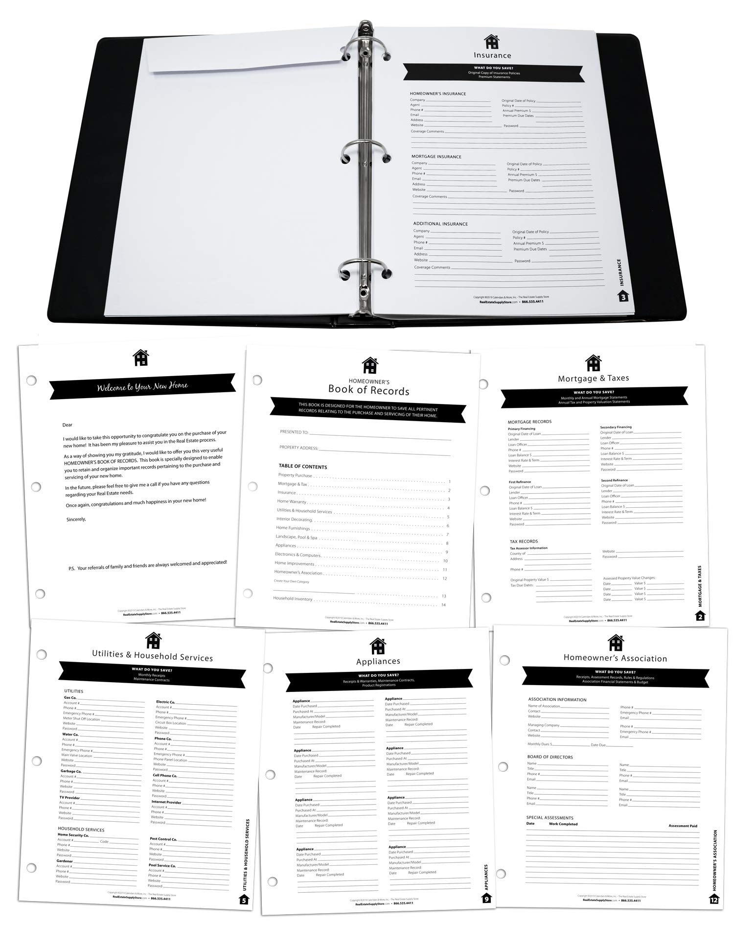 Raccoglitore del libro dei record del proprietario di casa, organizza ricevute domestiche e conservazione dei registri per riparazioni domestiche (blu navy)