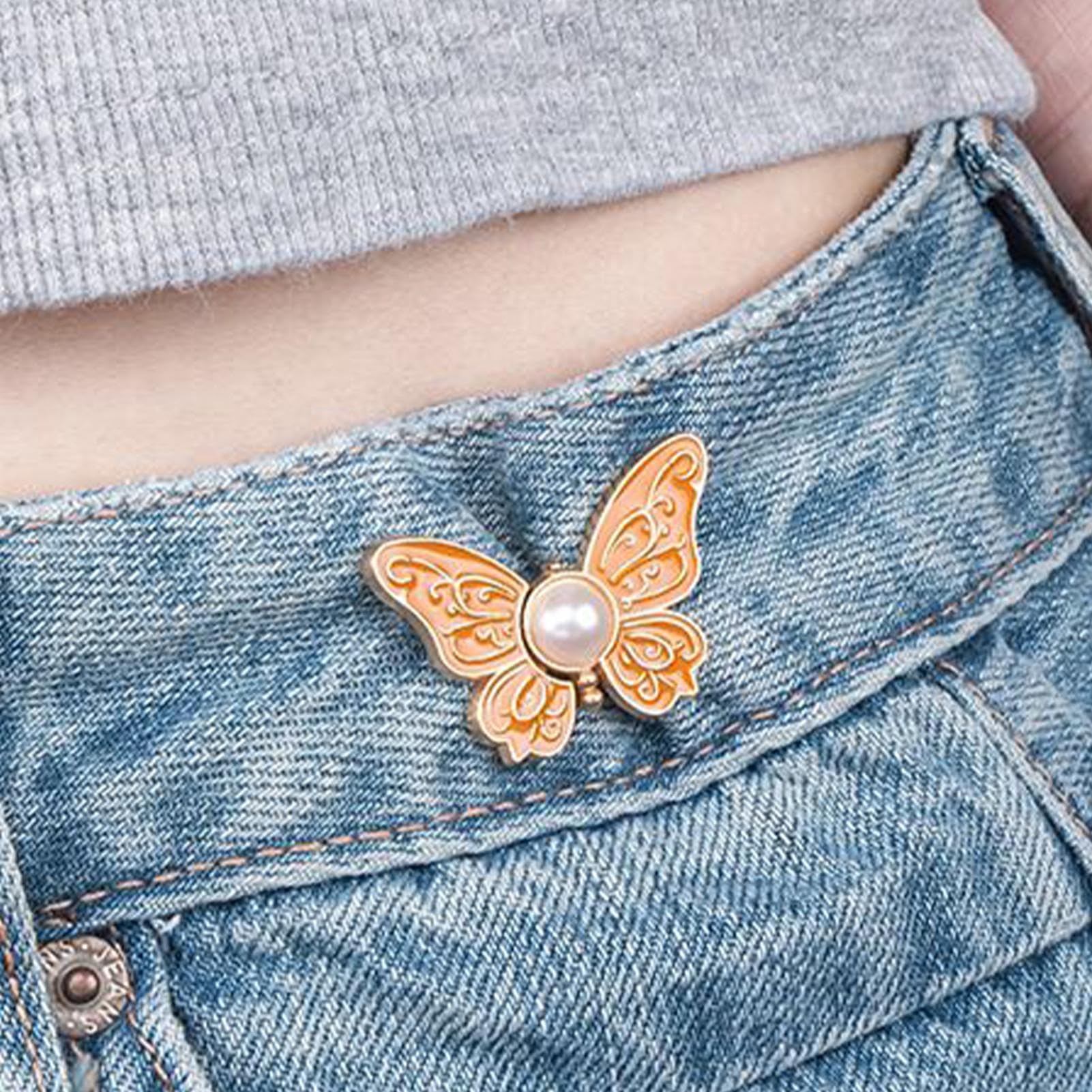 Generico Riduttori Vita Pantaloni | Bottoni Spille per Jeans Larghe a Forma Farfalla - 8 Pezzi Clip Alluminio Amovibili Riutilizzabili per Abiti Collo Cappotti Bluse