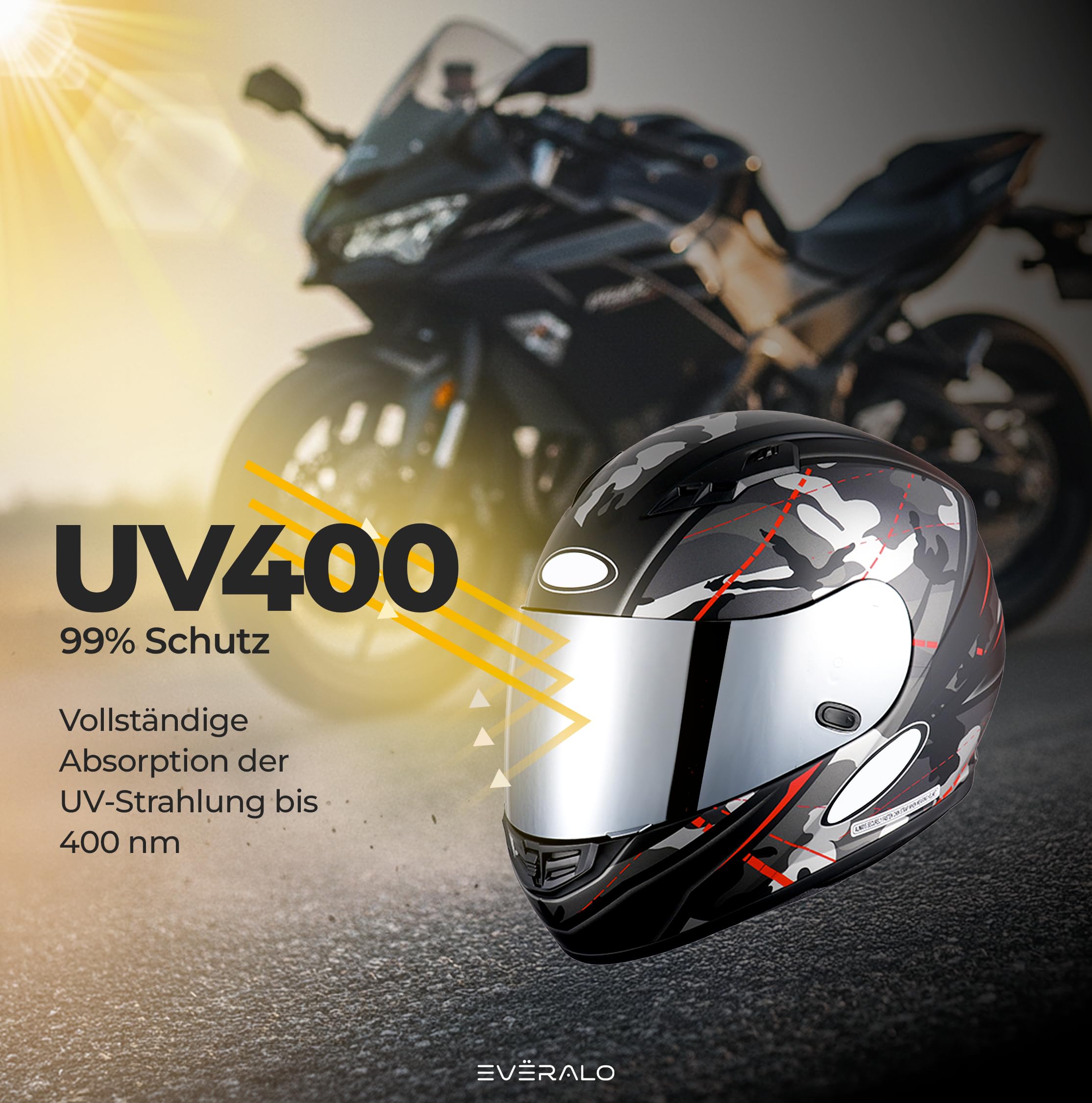 Visier Kompatibel Mit HJC Cs15 - Fg15 - Is16 - Tr1 - Fs11 - Ac12 - Cl15 - Cl16 - Clsp - Clst - Cl17 - Csr1 - Fs10 - Fs15 - Hj09 (Verspiegelt Chrom)