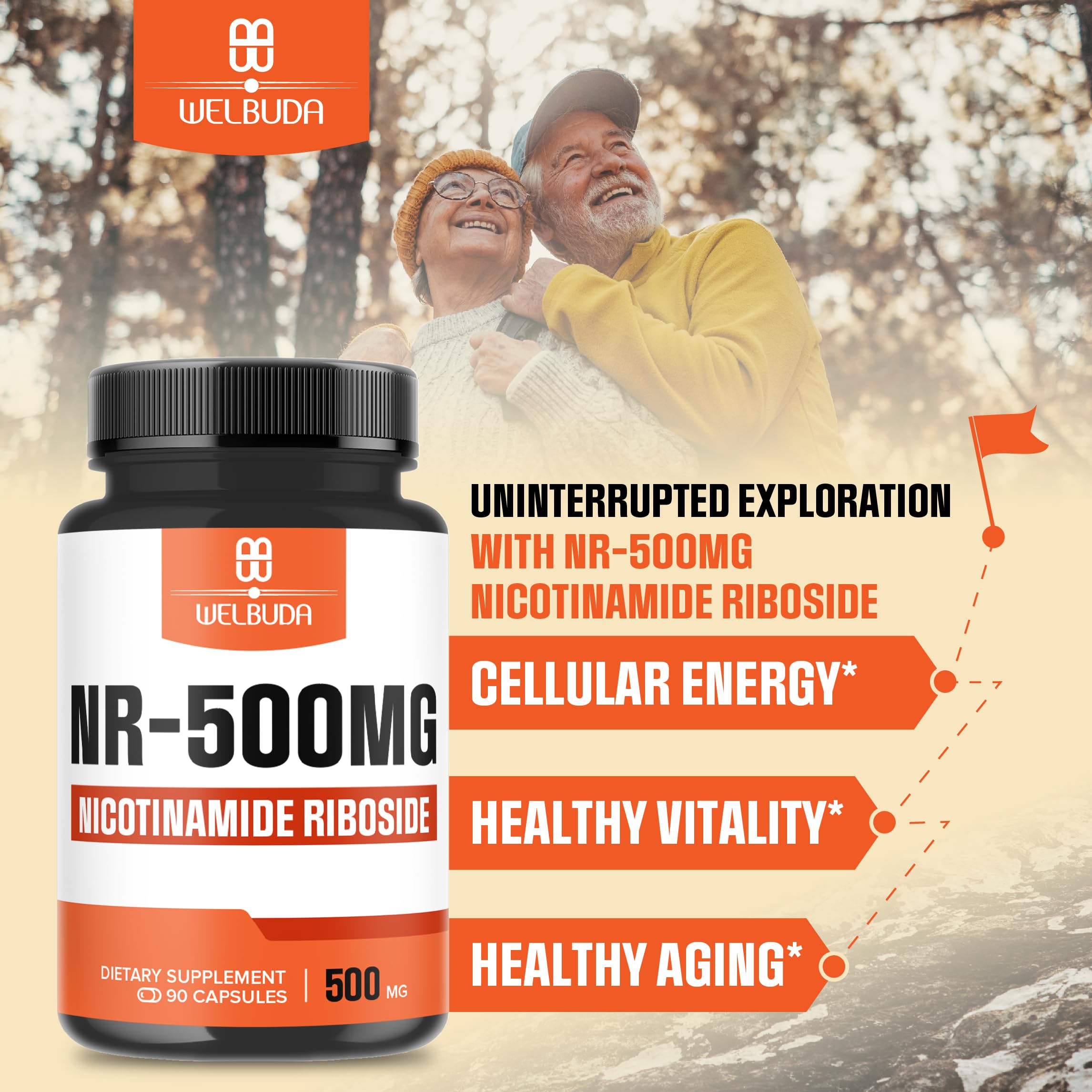 WELBUDA NAD+ Supplement with Nicotinamide Riboside 500mg - Cellular Energy & Repair, Healthy Aging, Wellness - 90 Capsules - 3 Month Supply — Amazon image 3