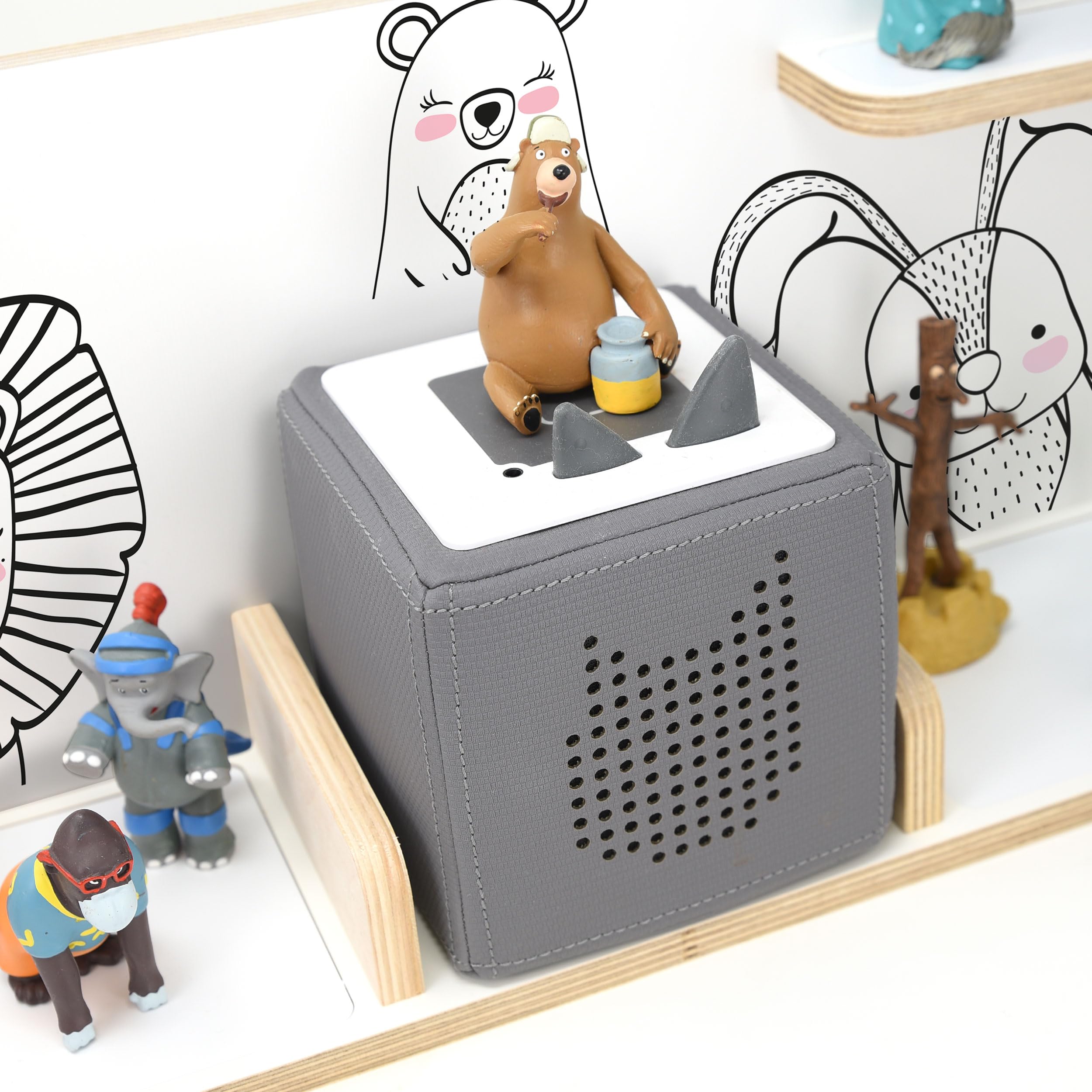 stadtecken Scaffale in legno per box musicale, adatto per Toniebox e circa 35 tonies, perfetta conservazione nella cameretta dei bambini, da appoggiare o appendere (pony