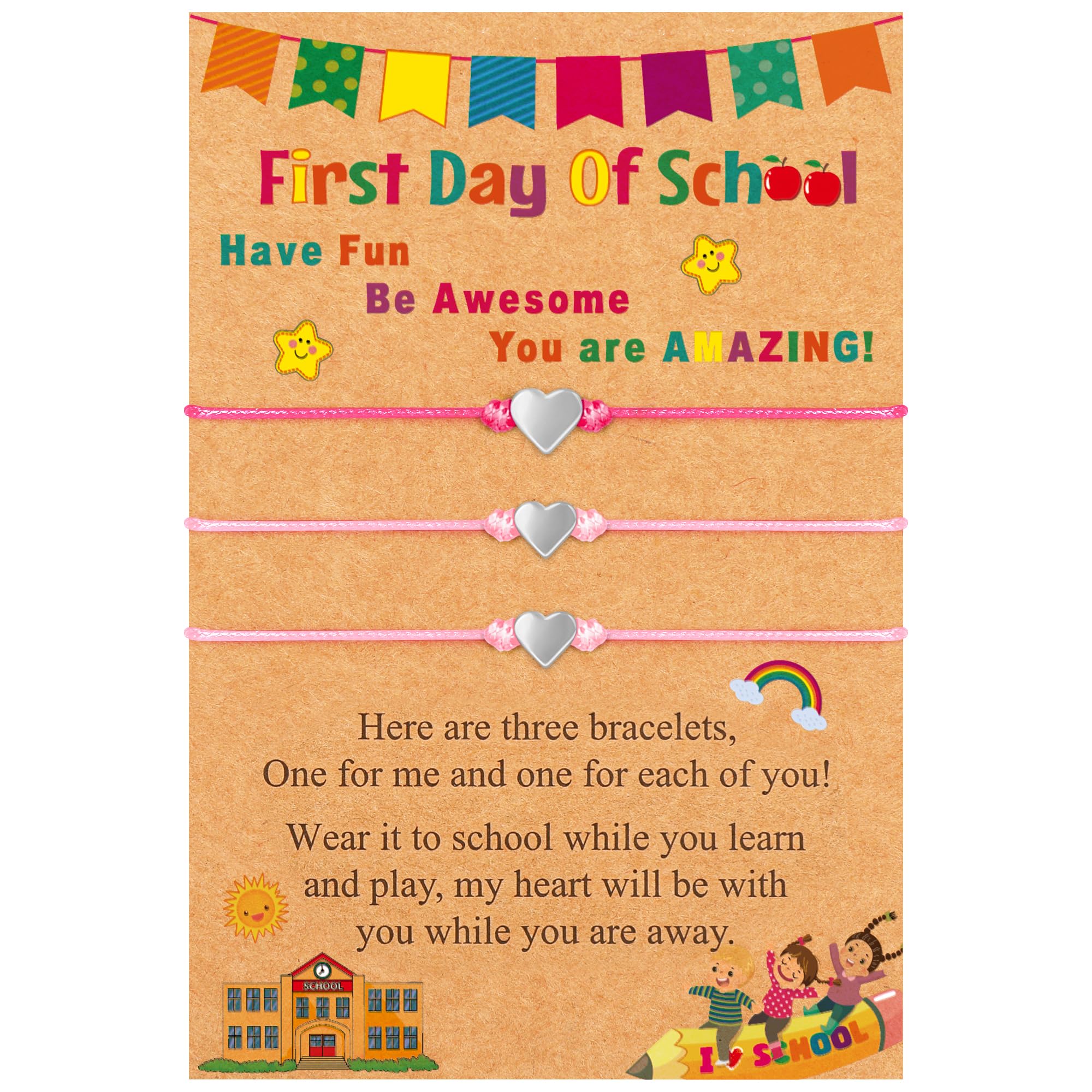 EOBOH First Day of School Bracelet Mommy and Me, Prek Matching Wish Bracelets Set, Adjustable Bracelet for Boys Girls Gifts Stuff Bulk