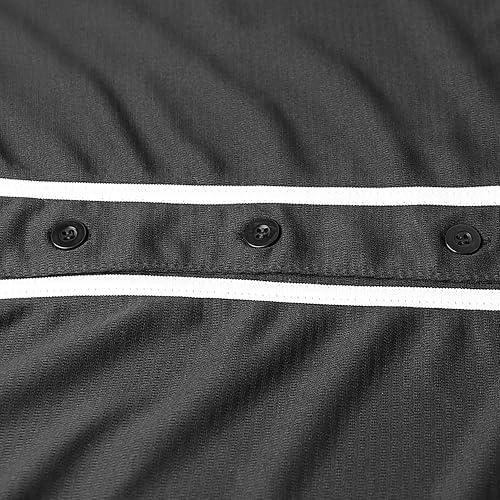 Miniatura 5 de MESOSPERO Camiseta de béisbol lisa con botones en blanco de manga corta Hipster Hip Hop