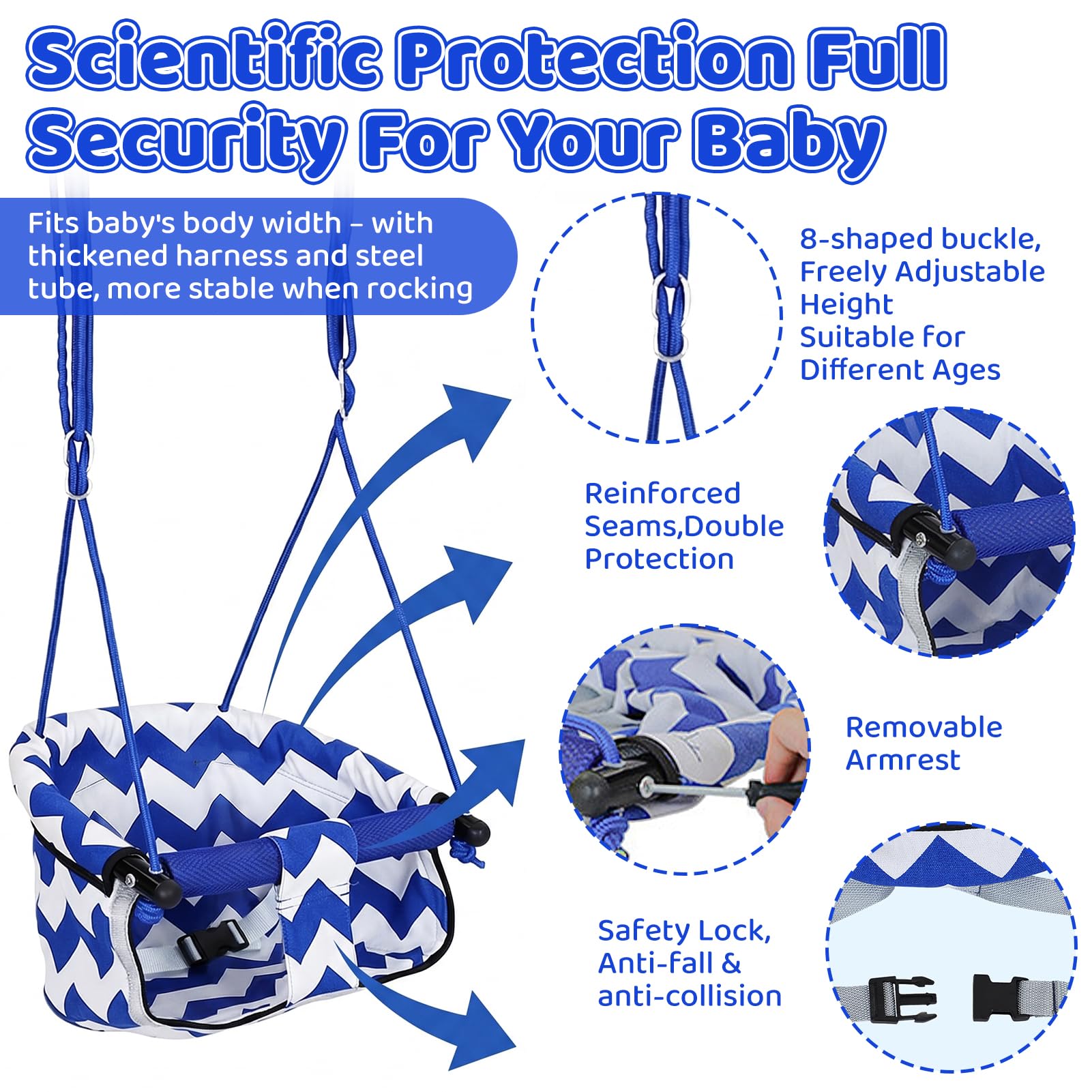 Asiento de columpio para niños pequeños, columpio para niños con cinturón de seguridad suave, asiento de columpio de seguridad de cuerda ajustable, asiento de columpio para juegos sensoriales para