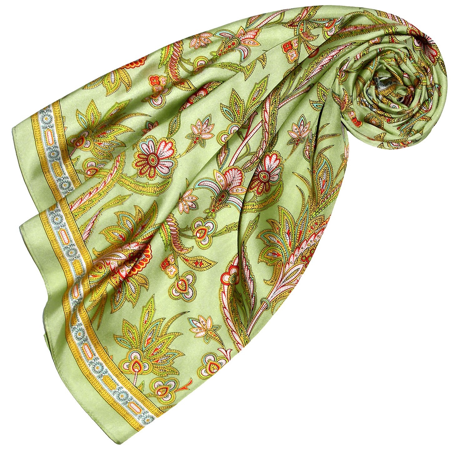 Foulard 100% Soie LORENZO CANA - 90x90cm, Motif Baroque, Vert Émeraude - Écharpe Luxe Printemps/Été