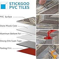 Vista 7 de STICKGOO azulejos de espiga de 10 hojas para despegar y pegar, PVC de madera sintética para salpicaderos, azulejos de pared autoadhesivos para cocina