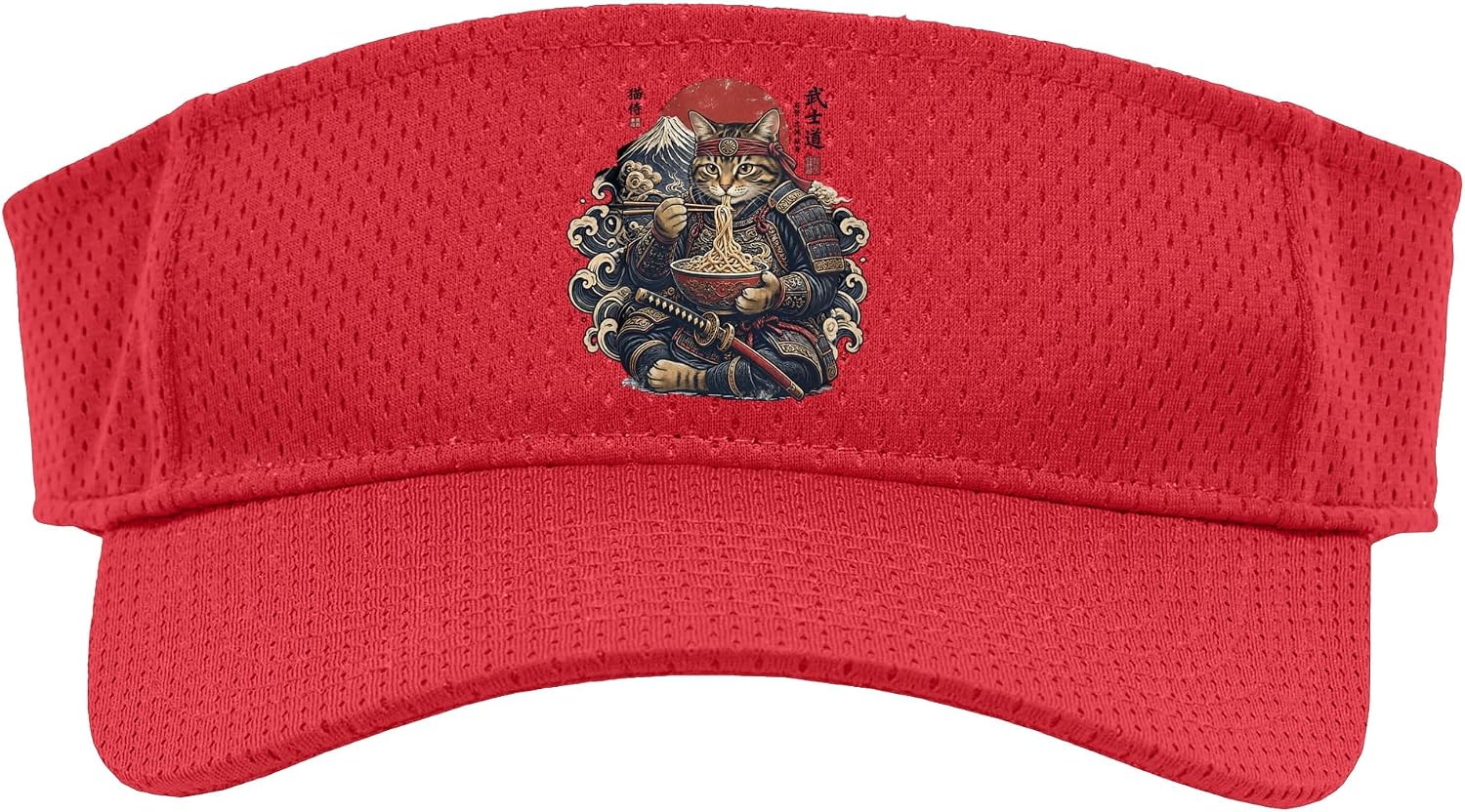 House Cat Ramen Kawaii Japan Samurai Graphic Snack Sport Sun Visor
