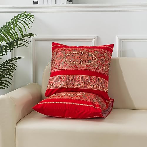 Miniatura 8 de Softta Funda de almohada con diseño floral de cachemira negra, 100% algodón cepillado (paquete de 2 unidades, sin edredón, sin relleno), funda de