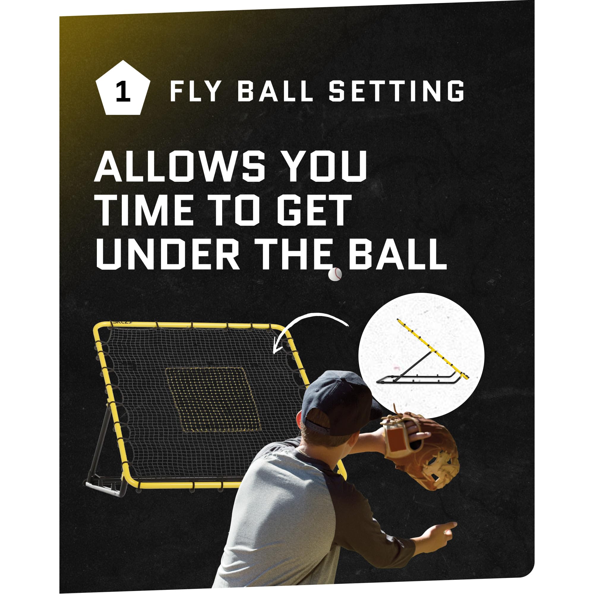 SKLZ Fielding Trainer - Baseball, Softball & Volleyball Rebounder Net. Enhanced Solo Fielding Practice for Skill Development. High-Performance Multi-Sport, Portable, 3 Ball Return Angles, 4x4.5 Feet