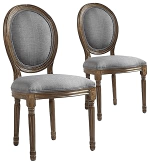 Menzzo Louis XVI - Lote de 2 sillas, estilo medallón, para comedor, salón y cocina, tejido gris, cómodas, dimensiones: 49 x 46 x 96 cm (lardo x profundidad x alto), asiento: 43 cm (alto)