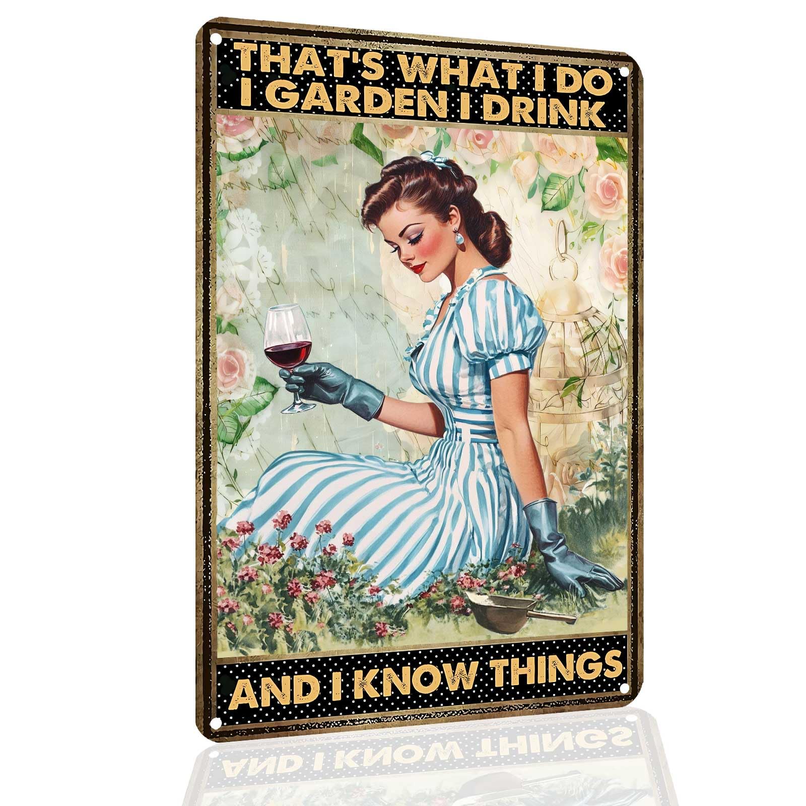 Vintage Gardening Tin Sign - "That's What I Do I Garden" Retro Metal Sign for Garden, Greenhouse, Backyard, Patio Outdoor Decor, Gardening Gifts for Women, 12x8 Inch (garden sign 05)