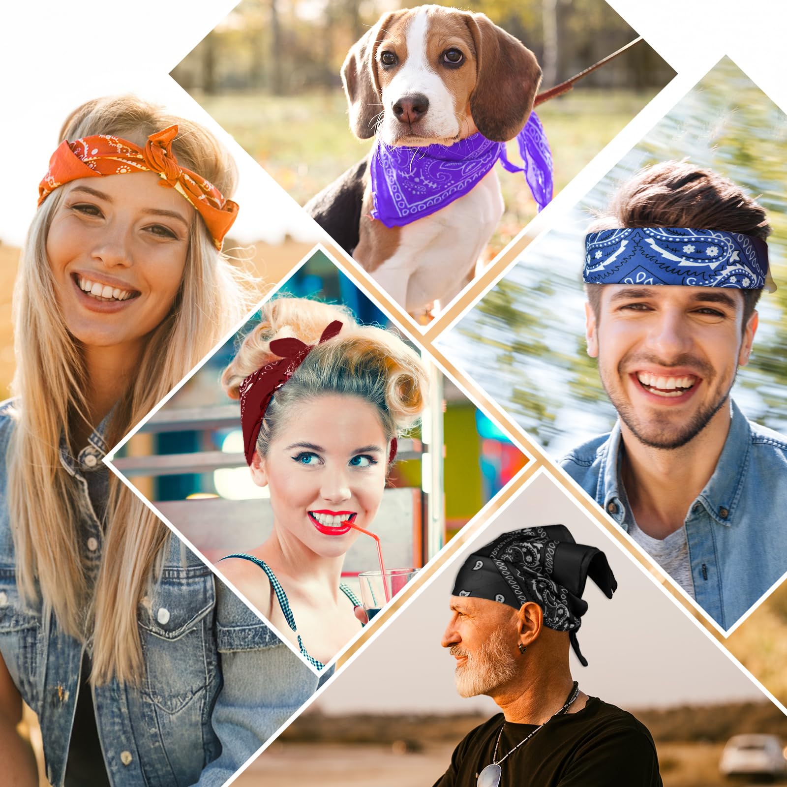 PLULON Bandanas Bulk Paisley Pattern for Women Men, Head Scarf Cowboy Bandana Neon Handkerchiefs Cycling Face Mask Boy Girls
