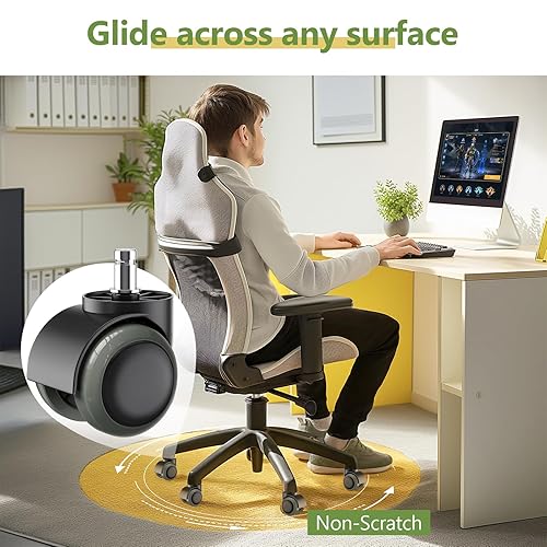 Miniatura 5 de Paquete de 5 ruedas PChero para silla de oficina con tamaño estándar universal de 0433in de diámetro y longitud de vástago de 043 pulgadas x 086