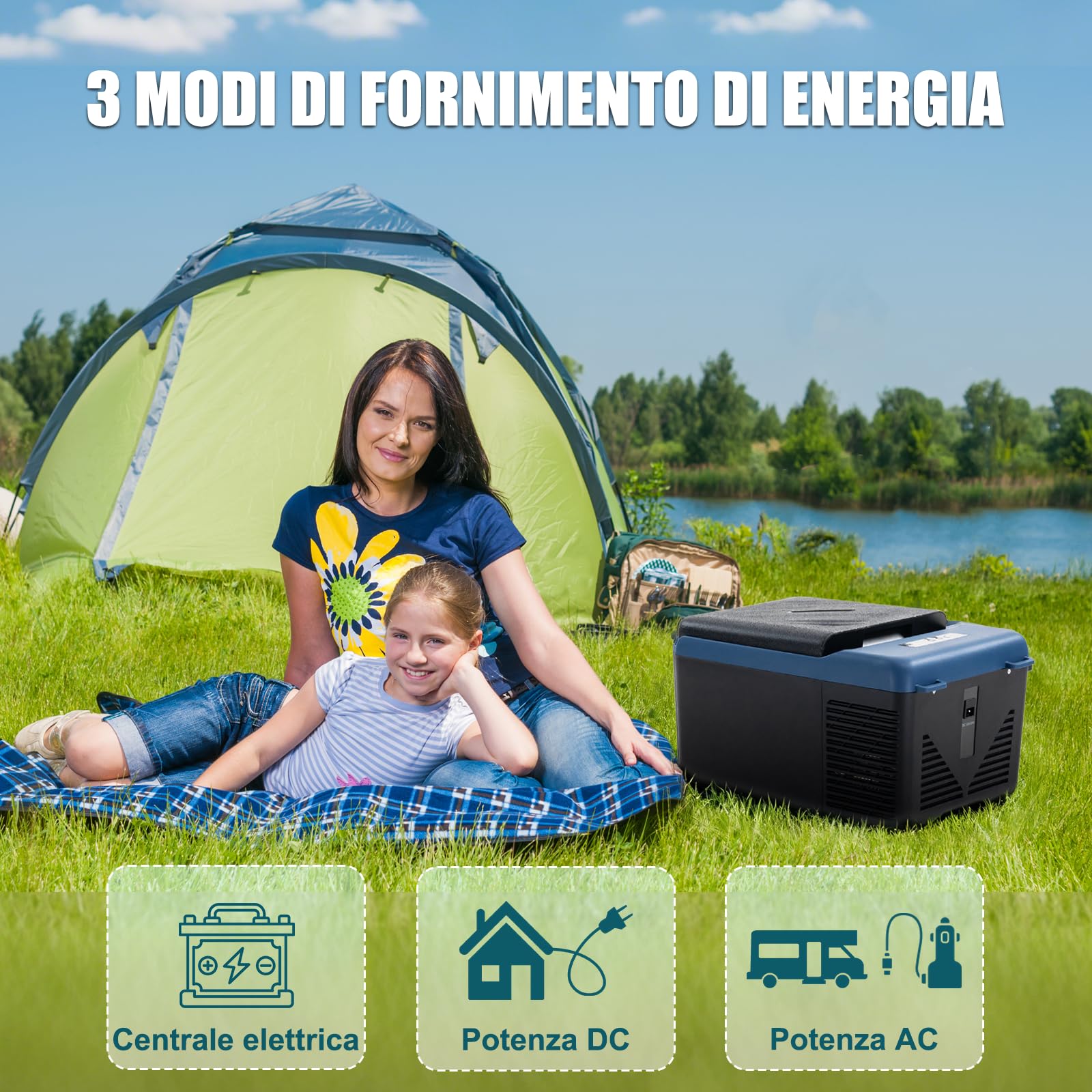 KI9 9L Mini Frigo Frigorifero Portatile Per Auto Congelatore 12/24V DC,Per Viaggio, Picnic, Campeggio Uso Esterno, da -20℃ a 20℃