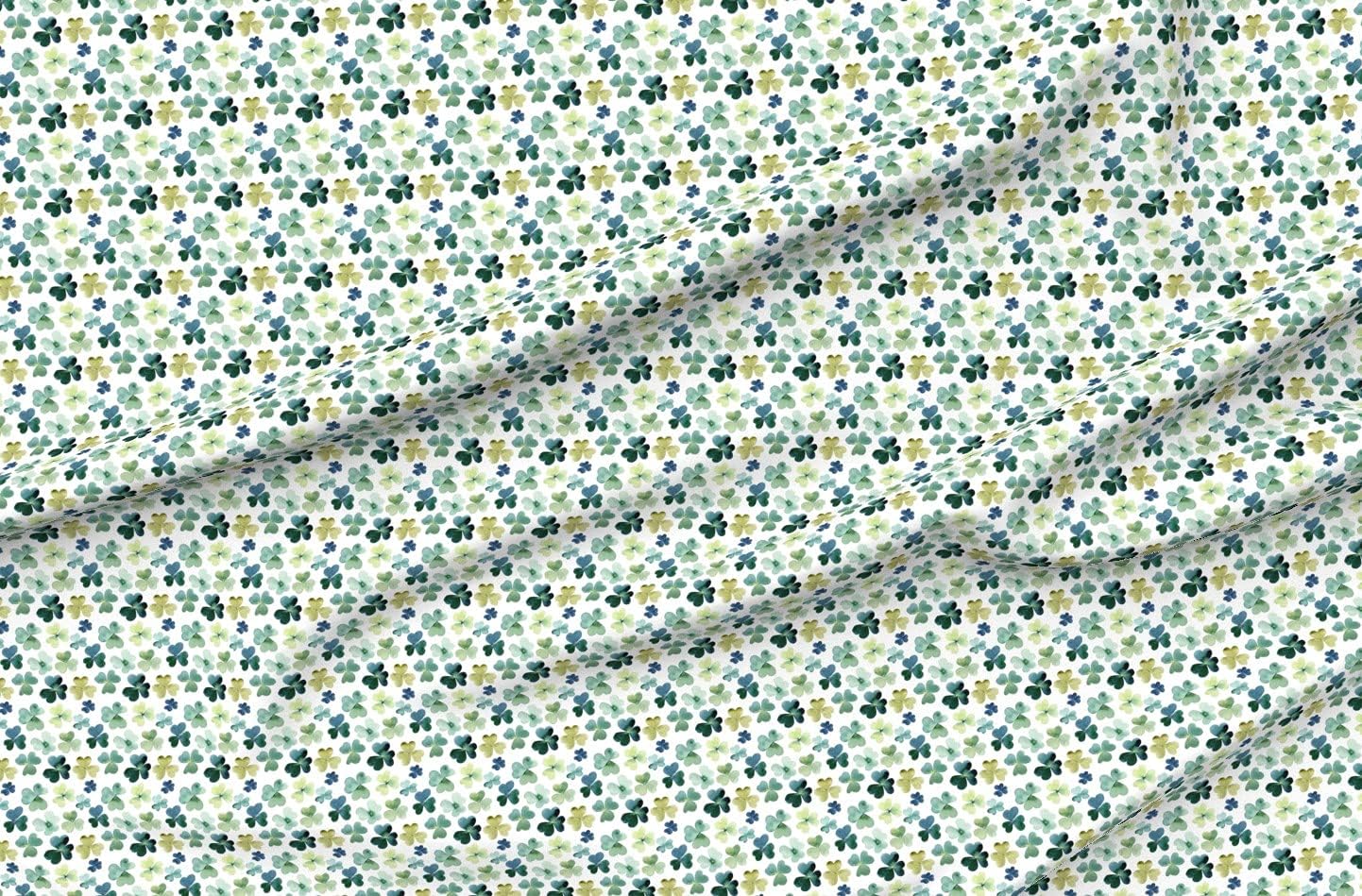 Spoonflower Fabric - Shamrock Watercolor Garden Micro Clover Shamrocks Green Irish Patrick Printed on Petal Signature Cotton Fabric by The Yard - Sewing Quilting Apparel Crafts Decor