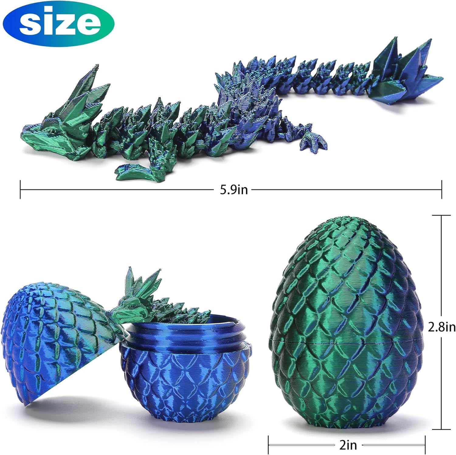 4 Pcs Mini 3D Printed Dragon Eggs with Dragons Inside, Articulated Crystal Dragon in Dinosaur Egg, Birthdays, Halloween Decorations Indoor Outdoor for Girls Boys (MINI-LD) - Image 6