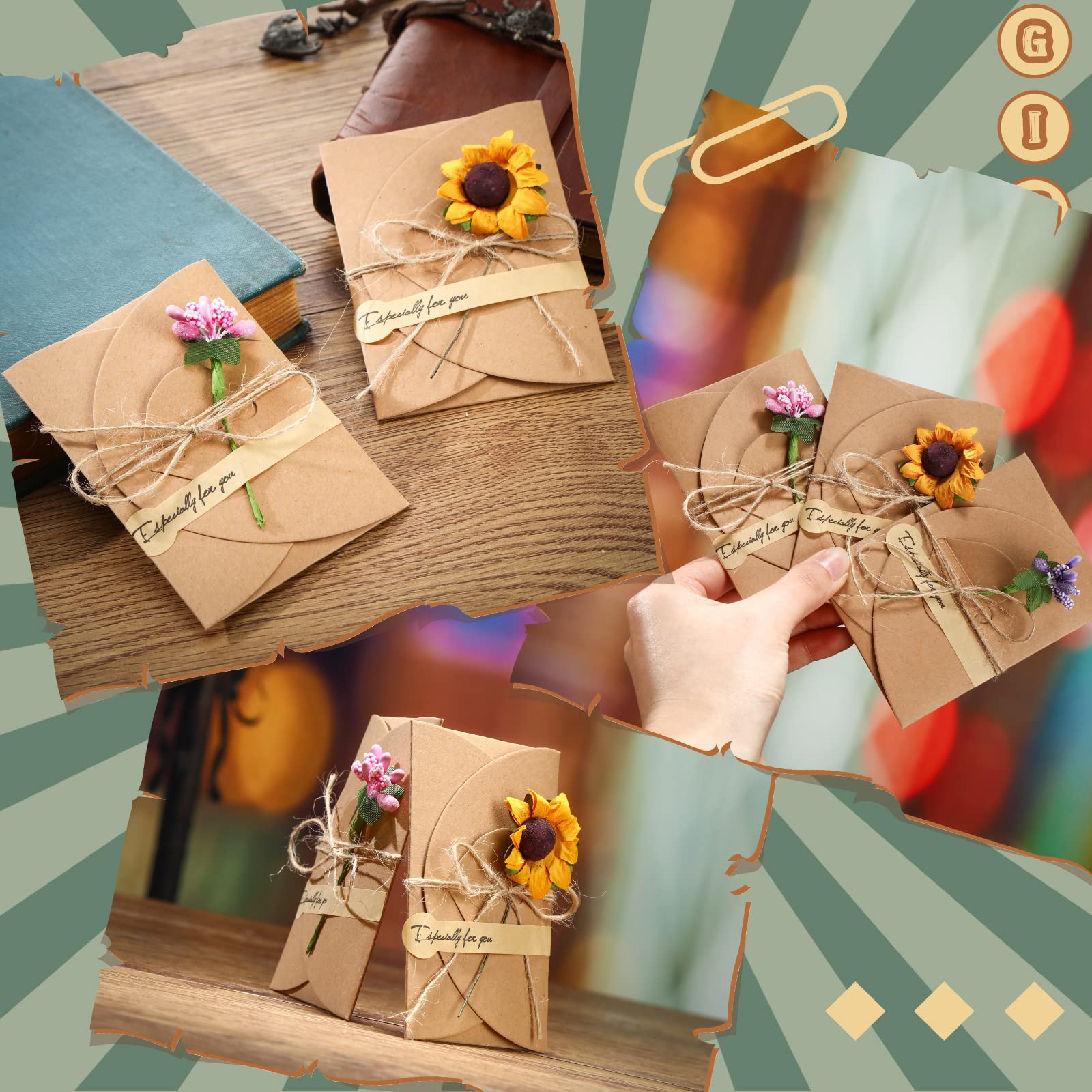Lot de 100 cartes de vœux de remerciement avec enveloppes pour Noël, mariage, anniversaire, fête prénatale