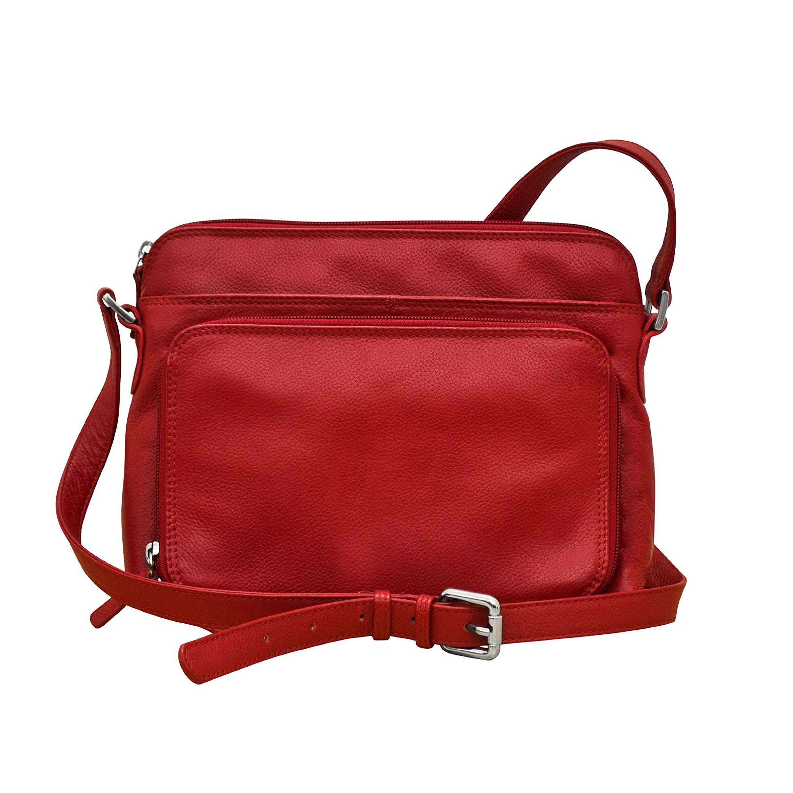 ili New YorkGenuine Leather Shoulder Handbag w/Side Organizer Soft,  Smooth Leather Handbag w/RFID Blocking Lining