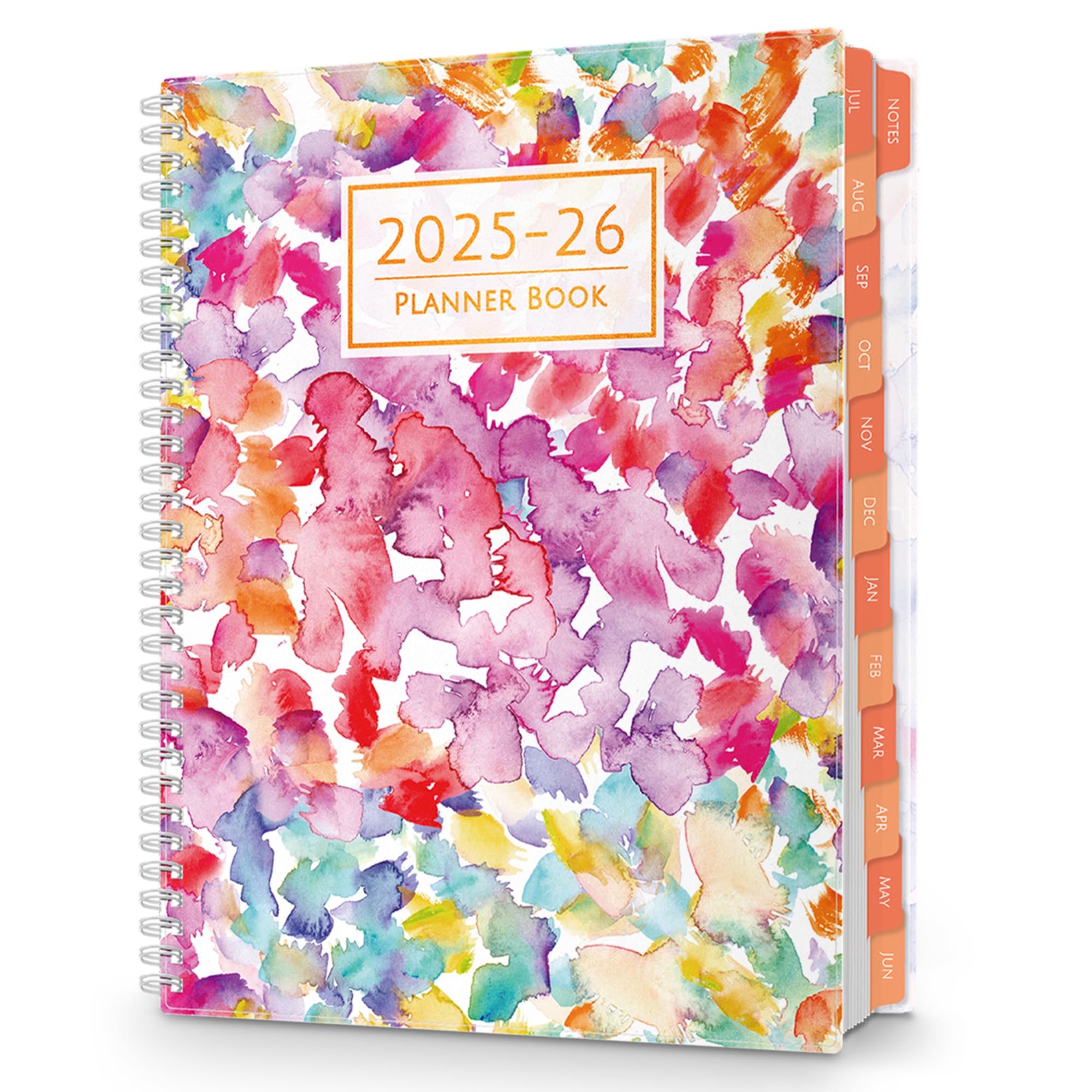 CRANBURY Large Planner 2026, 8.5x11 Weekly Monthly Calendar Agenda, Jan to Dec 2026 Daily Organizer, Watercolor Theme, Spiral Bound Planner with Tabs, Bookmark, Pocket, Stickers