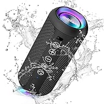 Ortizan X10 Cassa Bluetooth Portatile Cassa Altoparlante Bluetooth 5.3 Waterproof IPX7 Con Luce,Fino a 30h di Autonomia, 3 Effetti Sonori Stereo Hi-Fi Bassi, Vivavoce Microfono-Con AUX, TF(nero)