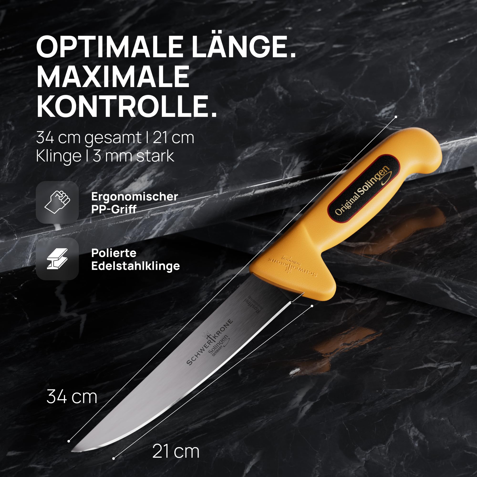 Schwertkrone Solingen Metzgermesser Set - Made in Germany - 6-tlg. Profi Messer Set, Fleischermesser, Schlachtermesser, Ausbeinmesser, Schlachtmesser
