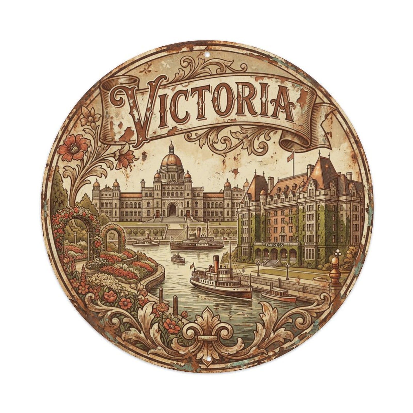 Canada Travel Vintage Victoria Metal Tin Sign