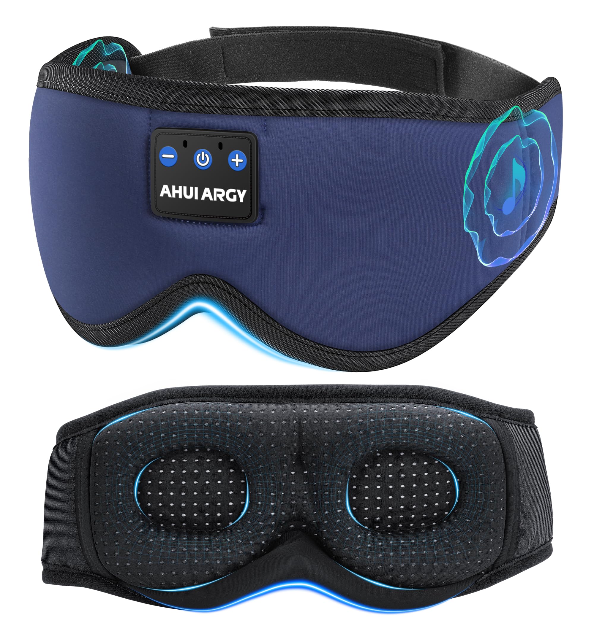 AHUIARGY Ice Silk Sleep Mask with Headphones, Sleep Headphones for Side Sleeper with 3D Cups, Bluetooth 5.4 Sleeping Eye Mask, Total Blackout Sleeping