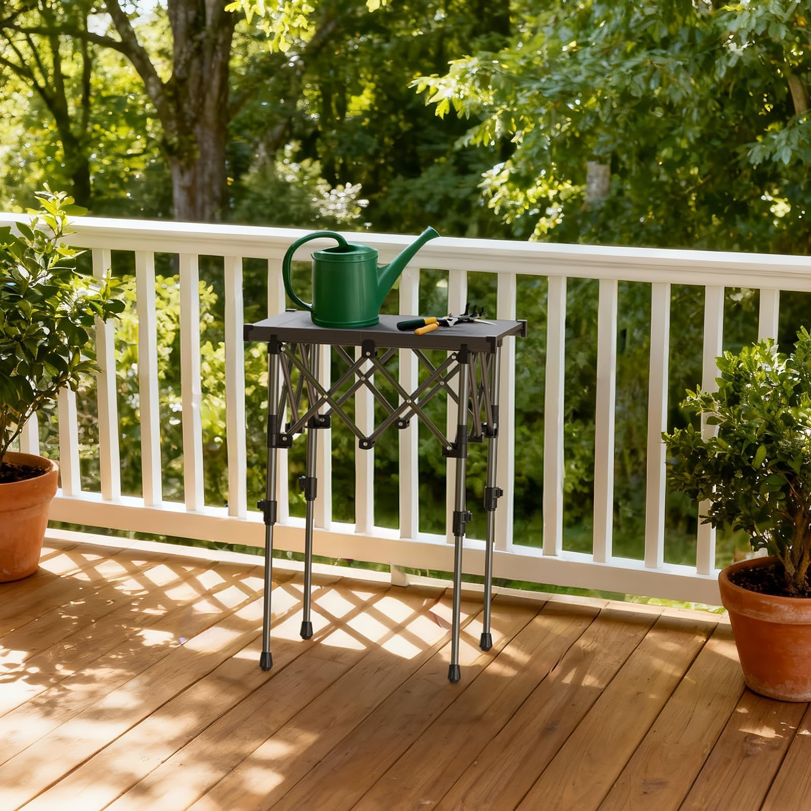 Anbte Piccolo tavolo da campeggio pieghevole con scrivania arrotolabile in alluminio, carico massimo fino a 120 kg, 2 tavoli regolabili in altezza per barbecue, tavolo da campeggio quadrato