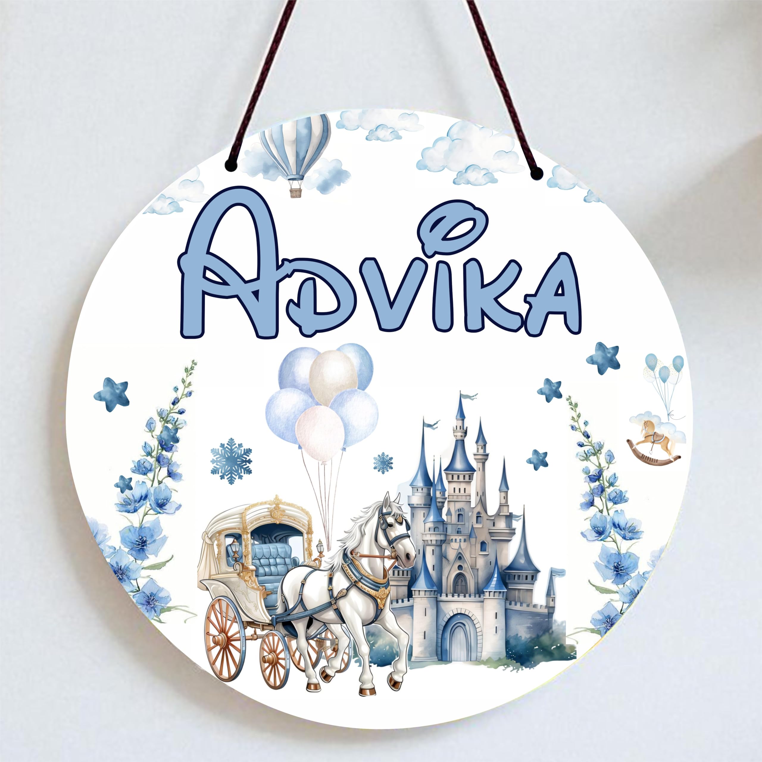 Goodi Cart Personalised Kids Name Plate for Door | Customised Baby Girl Name Sign Board | Princess Theme Kids Room Decor | Nursery Door Name Plate | Birthday Return Gift for Kids | Baby Room Decoration