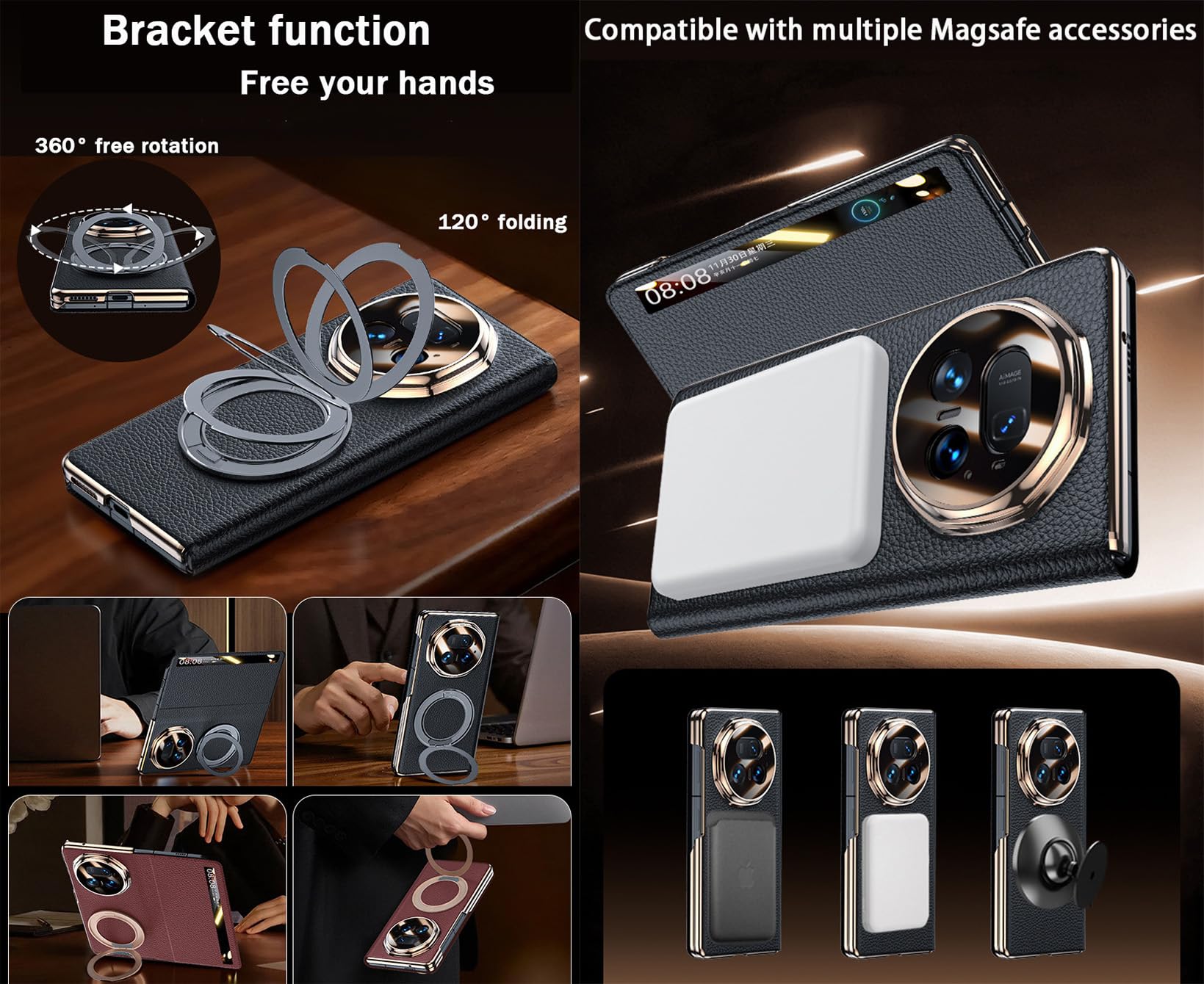 Custodia Intelligente in Pelle per Honor Magic V5. Chiusura Magnetica. Cover/Shell per Magic V 5