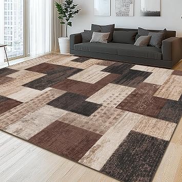 Chocolate Large Washable Modern Area Rugs Living Room, 200x300 cm