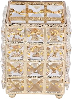 Makeup Brush Holder, Acrylic Make Up Storage Cup Organizer, European Style Make Up Crystal Cosmetics Brushes Cup for Bathroom Home Bedroom Office (Gold)