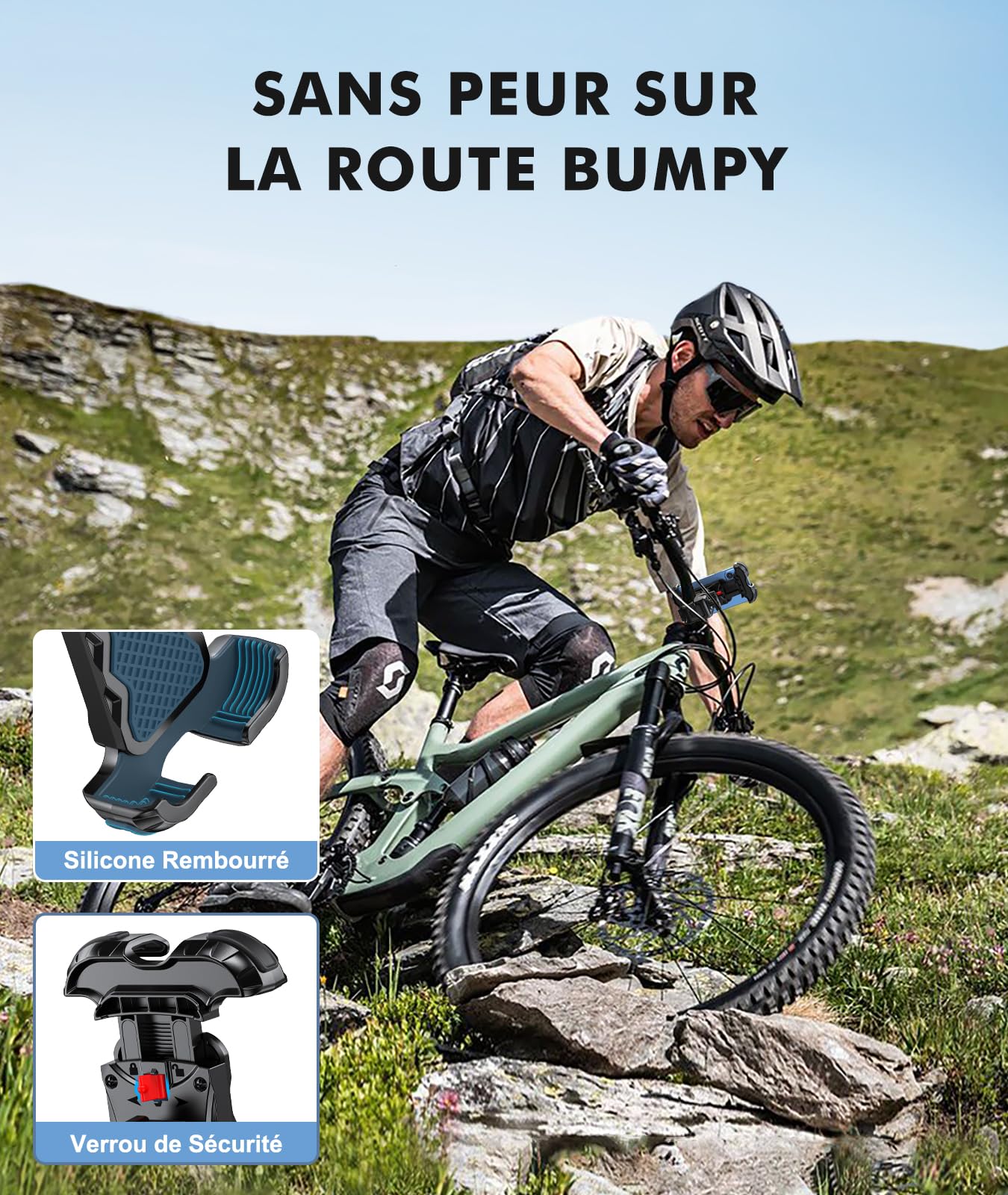 Babacom Support Téléphone Vélo Moto - Verrouillage 1s 360° Rotation Compatible IPhone Galaxy 4.7-6.8"